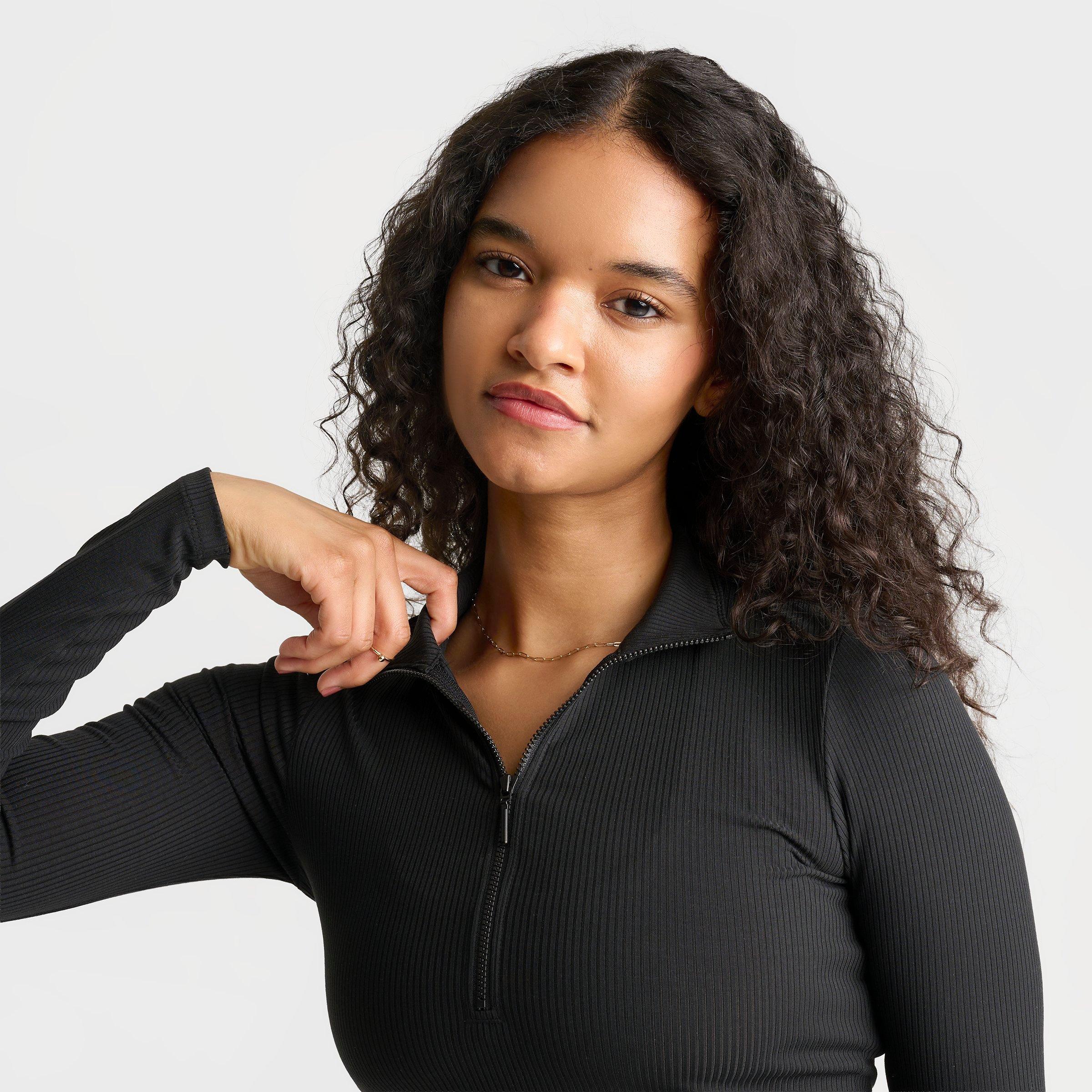 Women's Nike Sportswear Chill Knit Quarter-Zip Long-Sleeve Ribbed Top