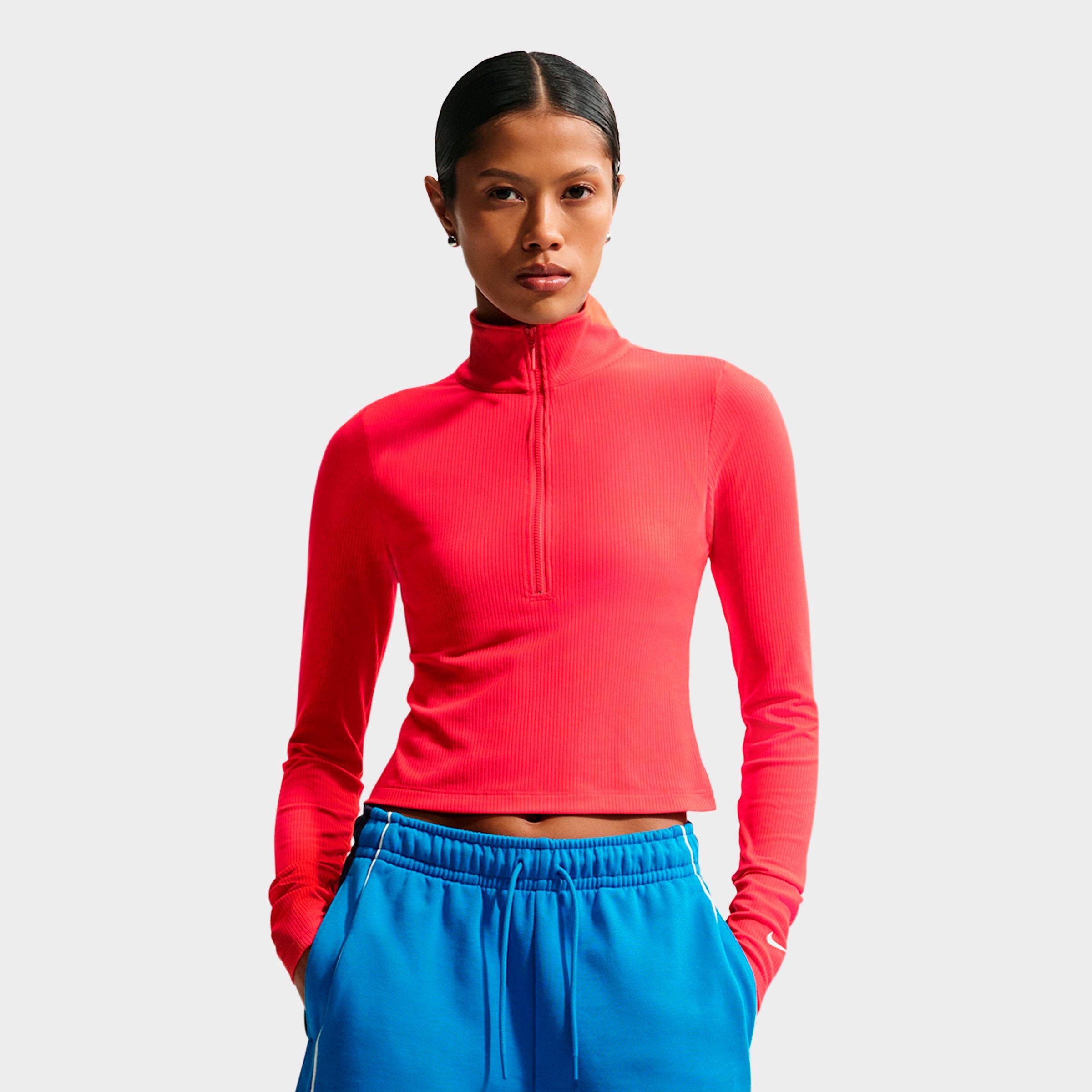 Women's Nike Sportswear Chill Knit Quarter-Zip Long-Sleeve Ribbed