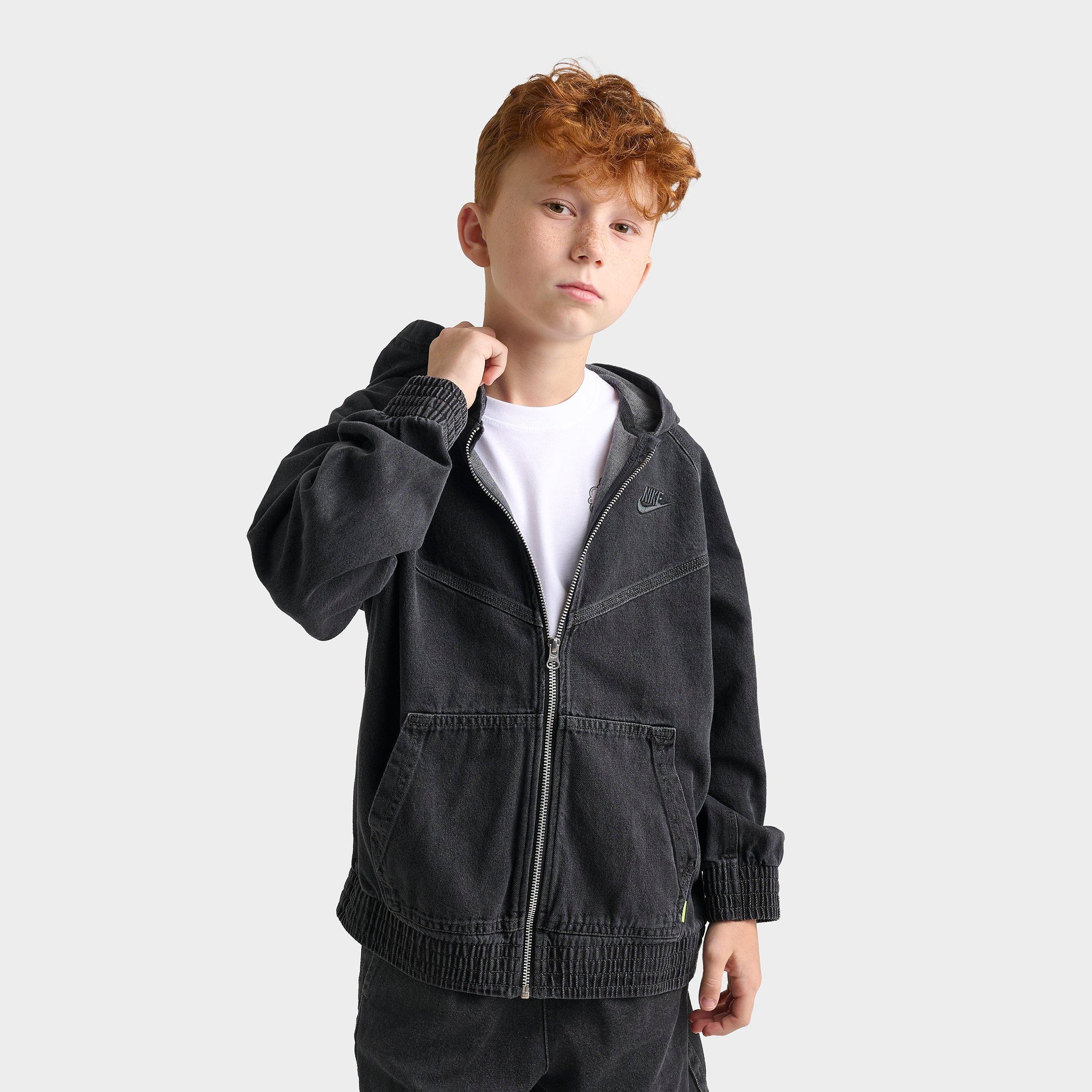 Big Kids' Nike Sportswear Collection Full-Zip Hooded Denim Jacket