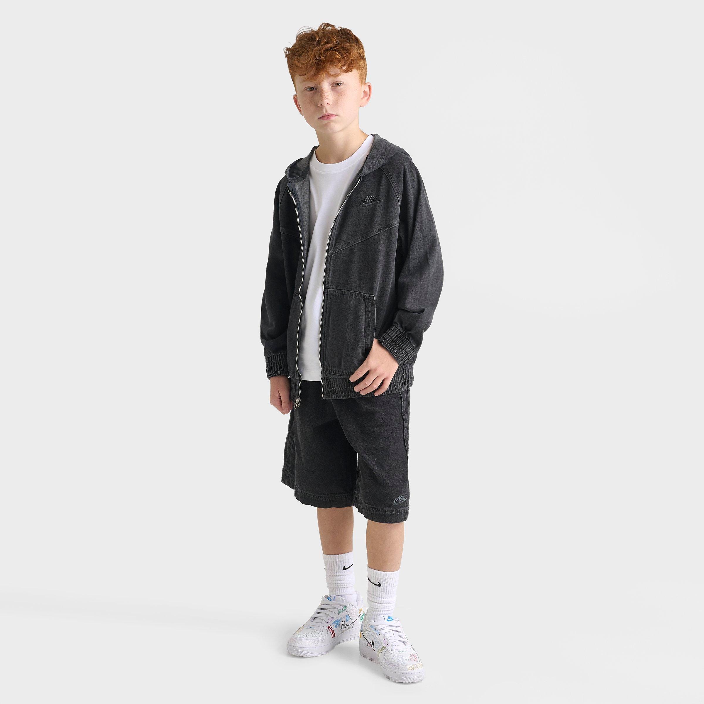 Big Kids' Nike Sportswear Collection Full-Zip Hooded Denim Jacket