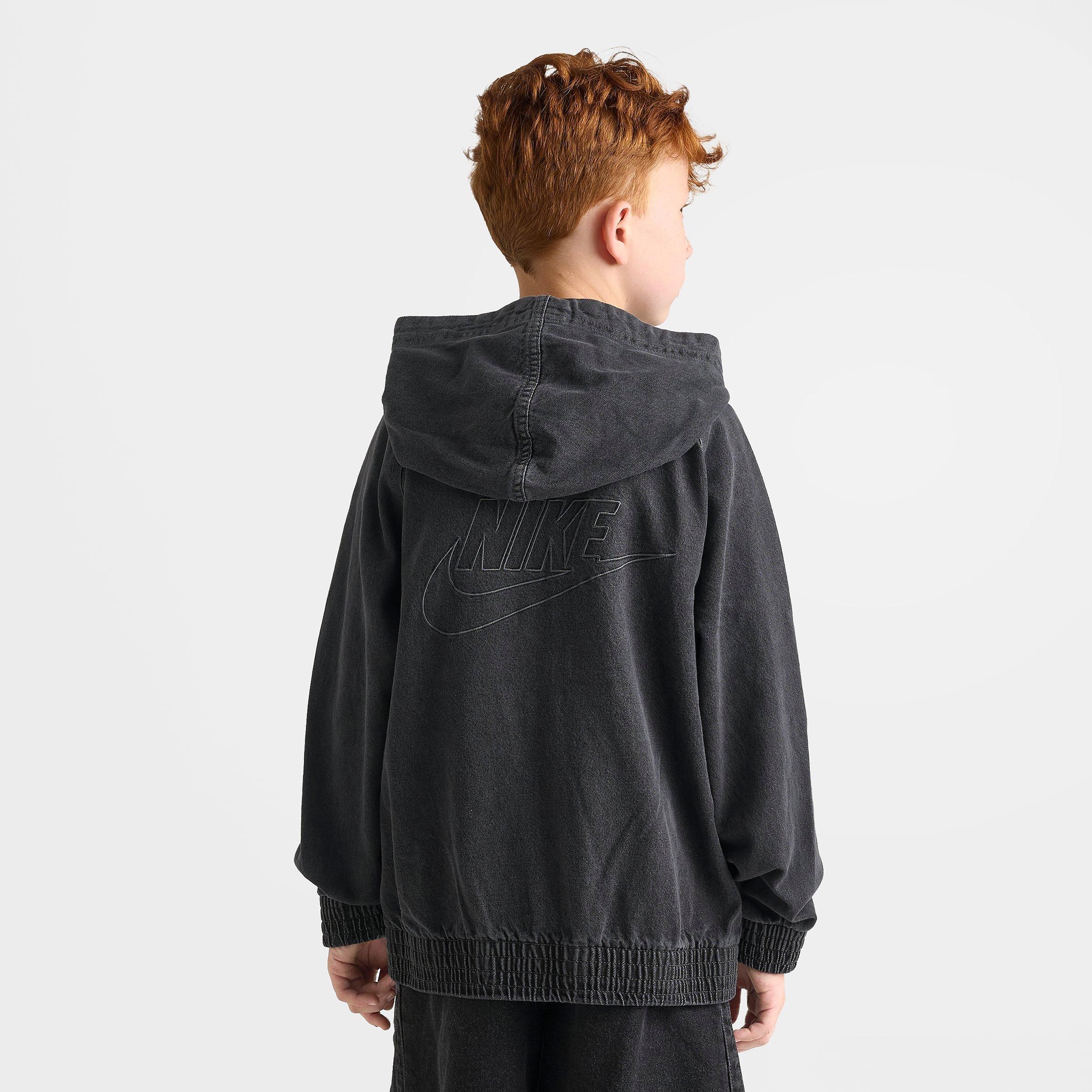 Big Kids' Nike Sportswear Collection Full-Zip Hooded Denim Jacket