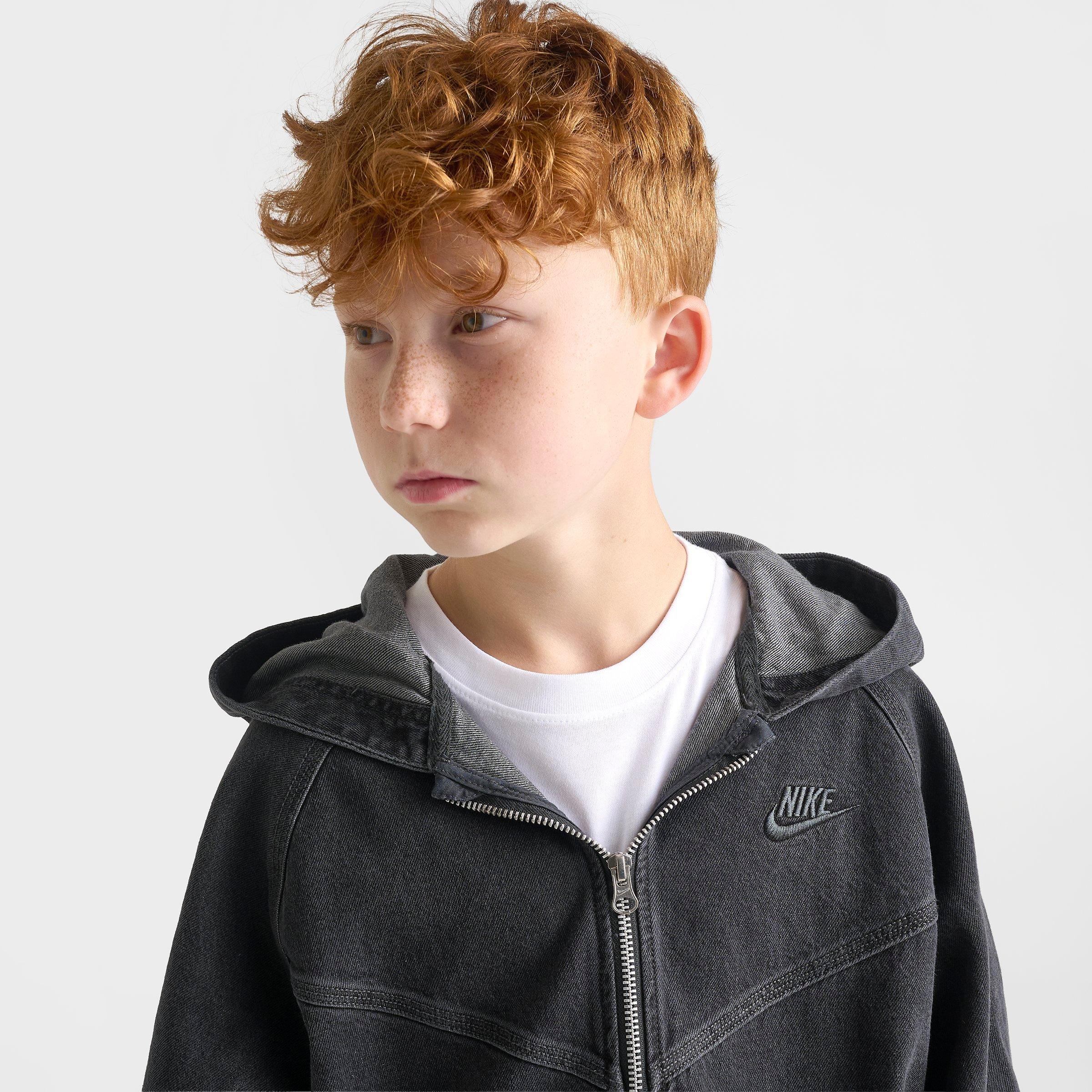 Big Kids' Nike Sportswear Collection Full-Zip Hooded Denim Jacket