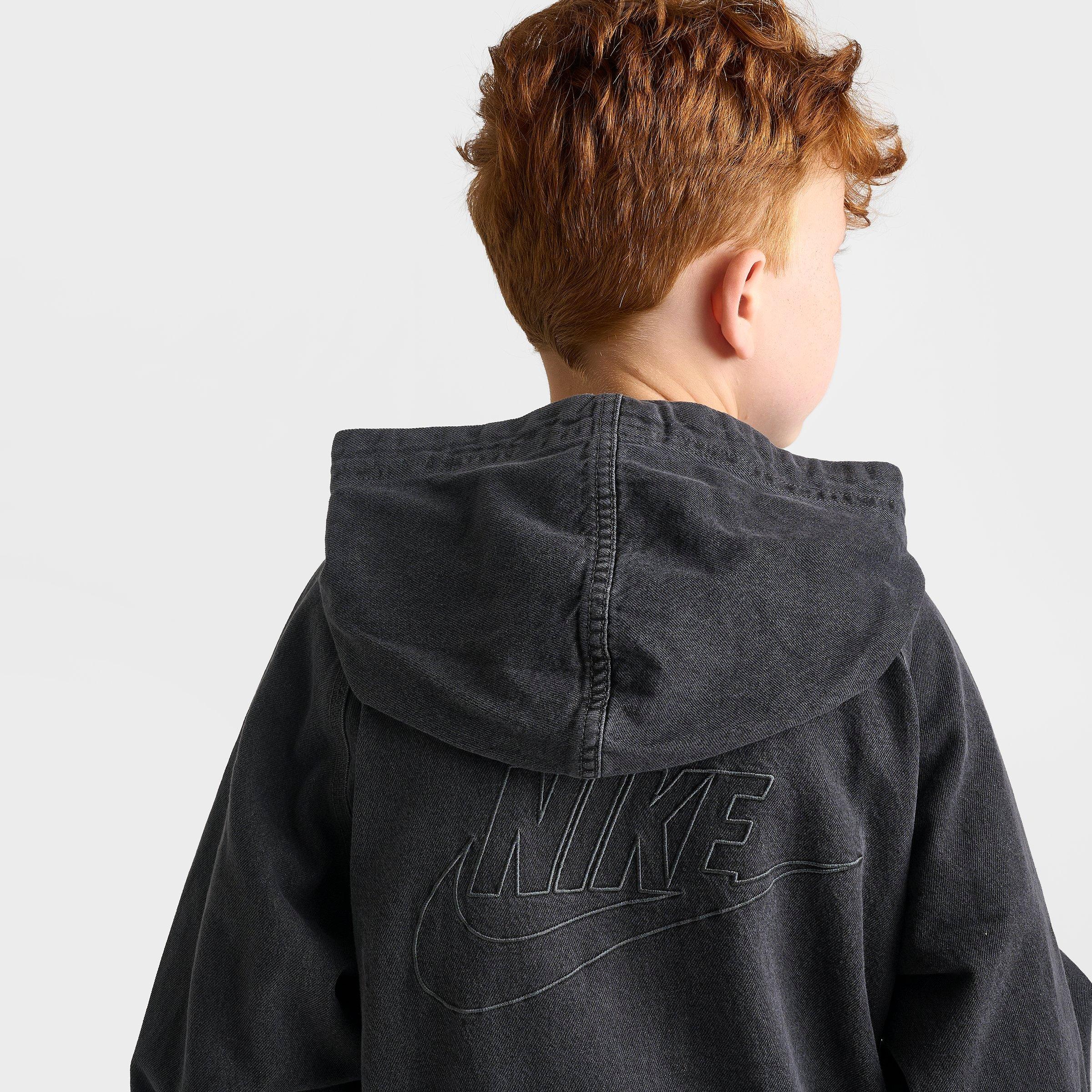 Big Kids' Nike Sportswear Collection Full-Zip Hooded Denim Jacket
