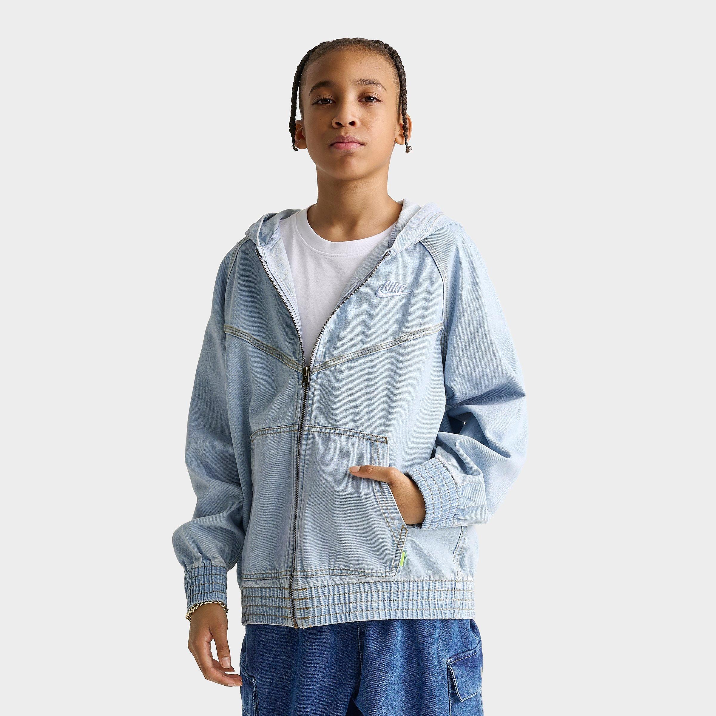 Big Kids' Nike Sportswear Collection Full-Zip Hooded Denim Jacket