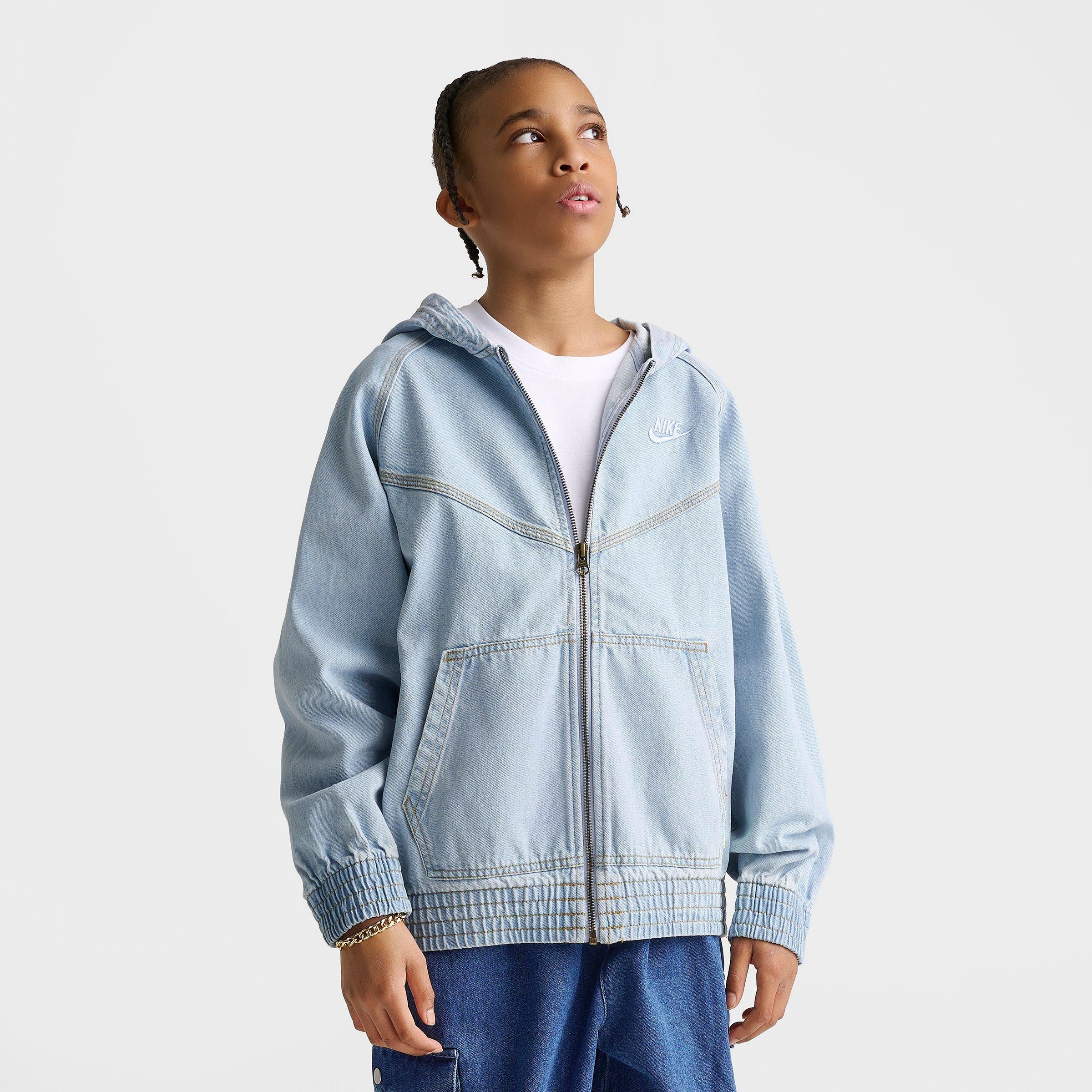 Big Kids' Nike Sportswear Collection Full-Zip Hooded Denim Jacket