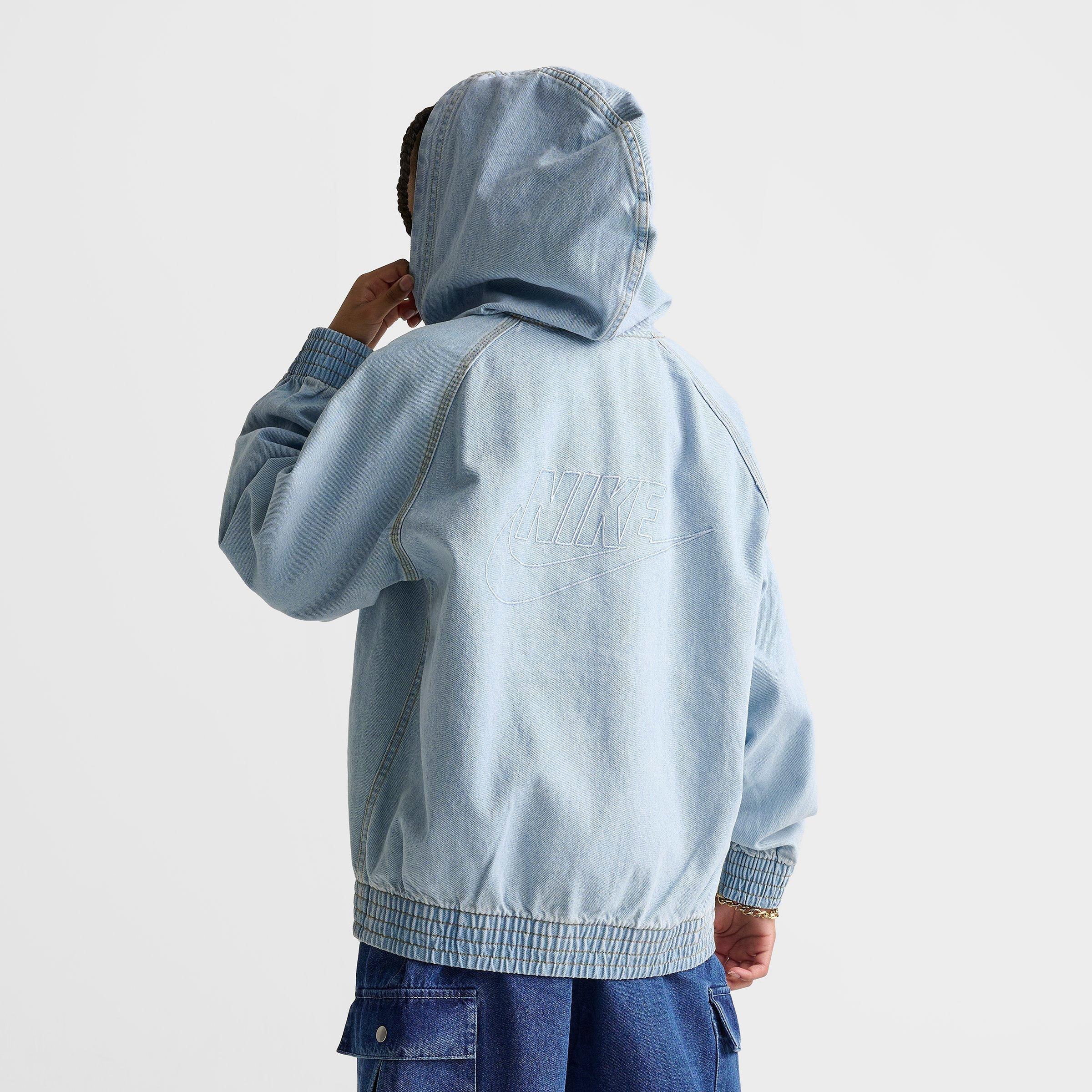 Big Kids' Nike Sportswear Collection Full-Zip Hooded Denim Jacket