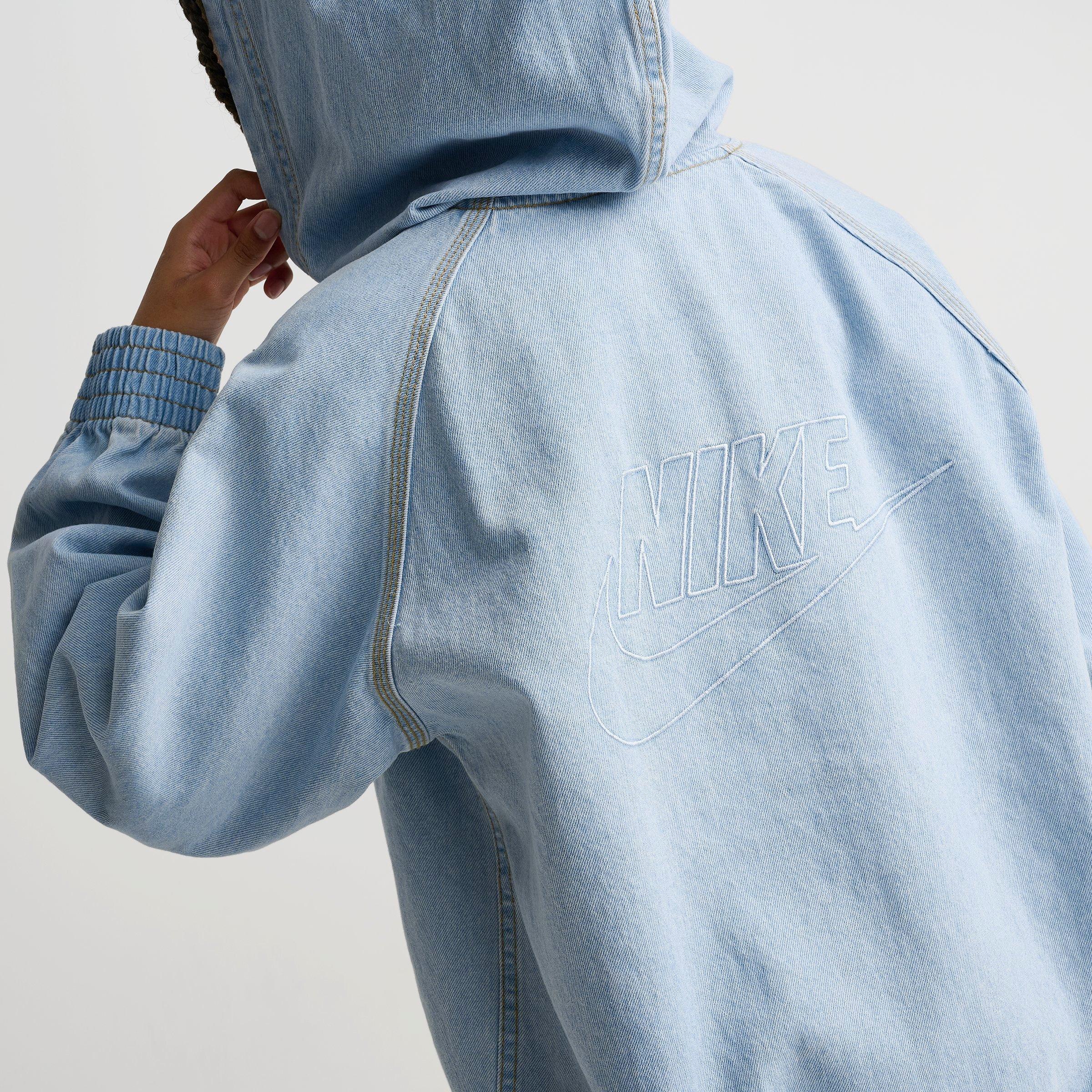 Big Kids' Nike Sportswear Collection Full-Zip Hooded Denim Jacket