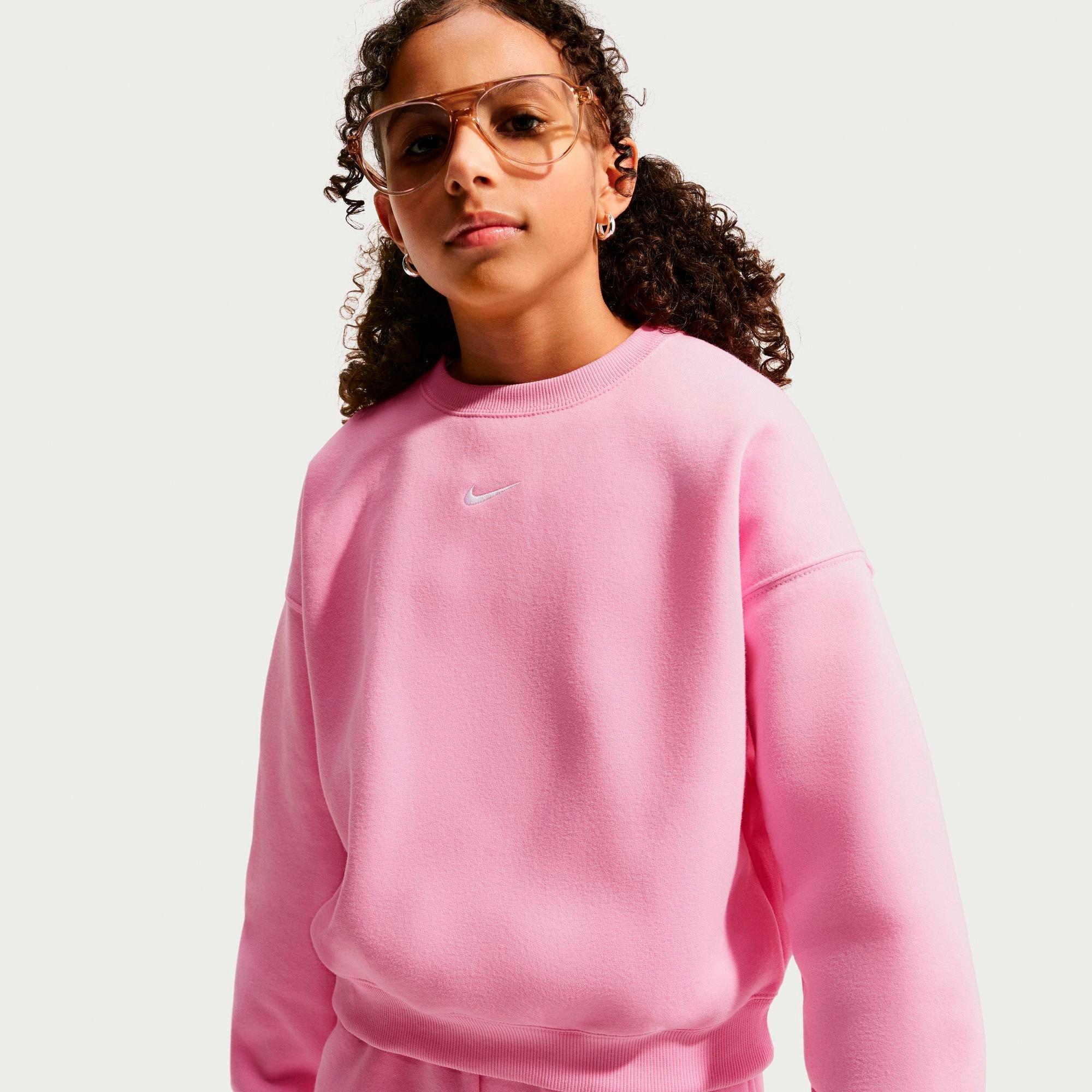 Girls' Big Kids' Nike Sportswear Studio Boxy Fleece Crewneck Sweatshirt