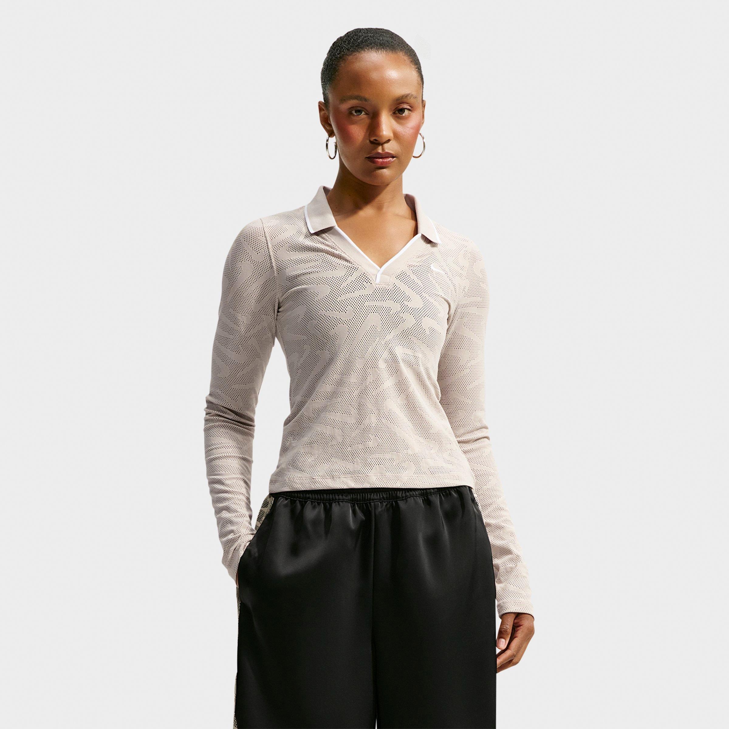 Women's Nike Sportswear Chill Knit Tight Mod-Cropped Long-Sleeve Lace Top