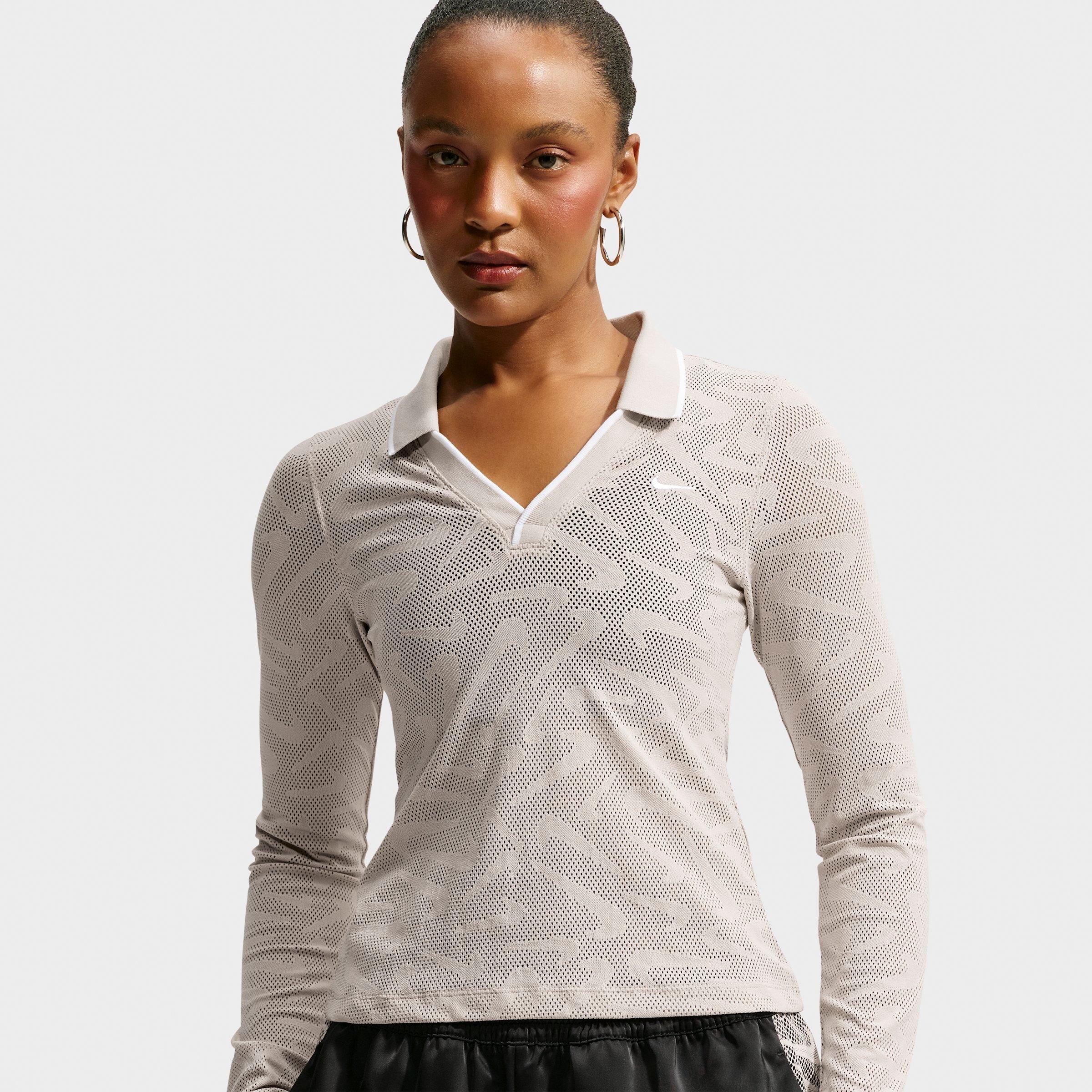Women's Nike Sportswear Chill Knit Tight Mod-Cropped Long-Sleeve Lace Top