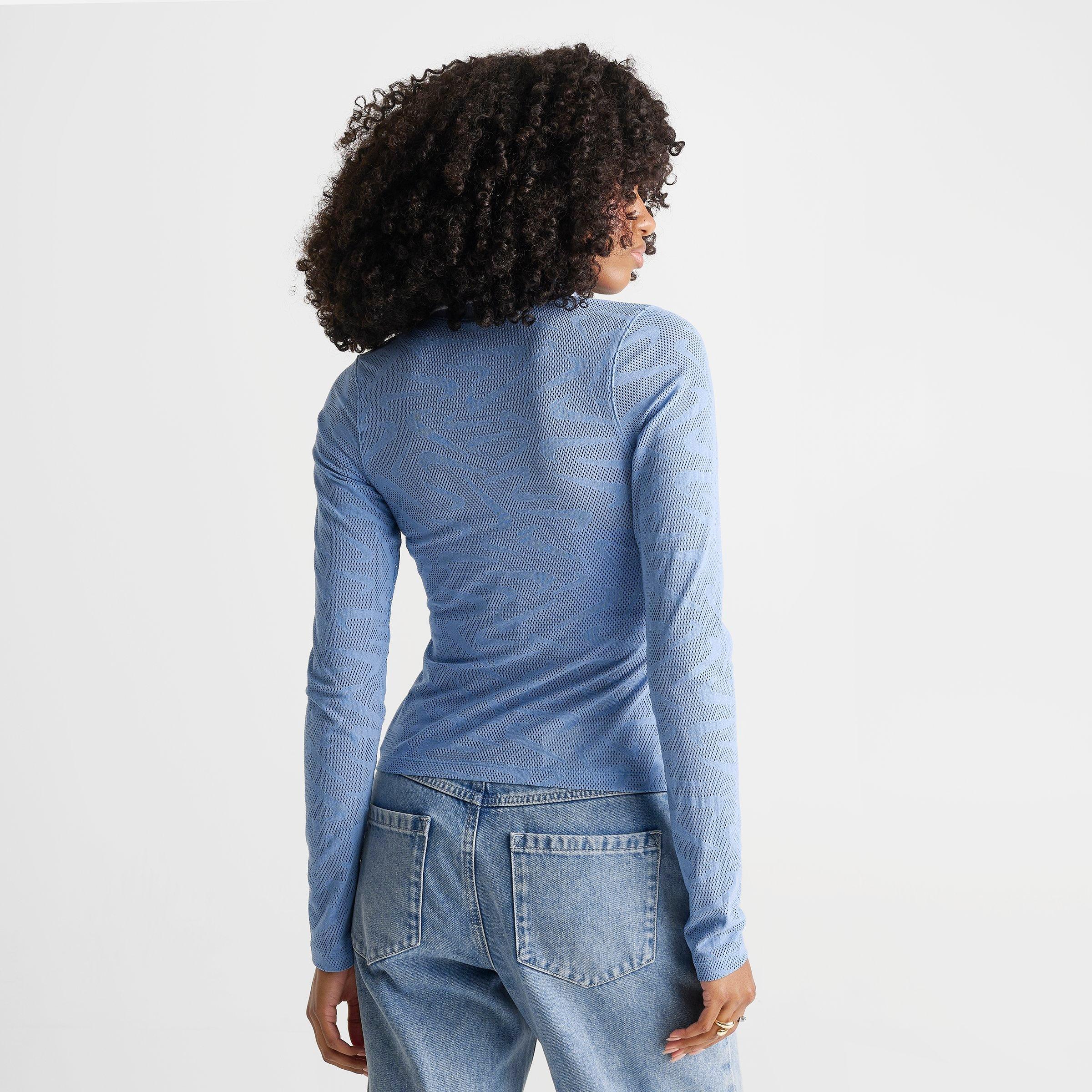 Women's Nike Sportswear Chill Knit Tight Mod-Cropped Long-Sleeve Lace Top