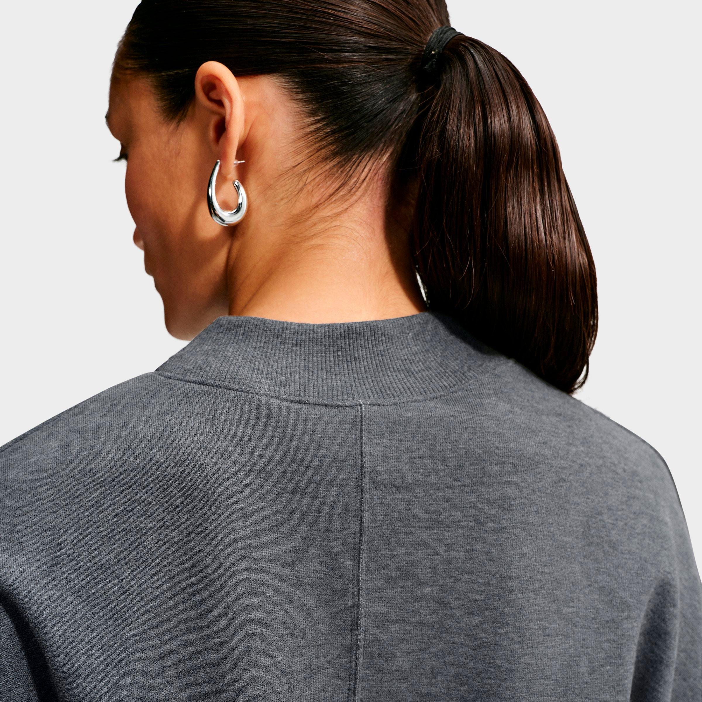 Women's Nike Studio Fleece Lightweight French Terry Oversized Cropped Pleated Crewneck Sweatshirt