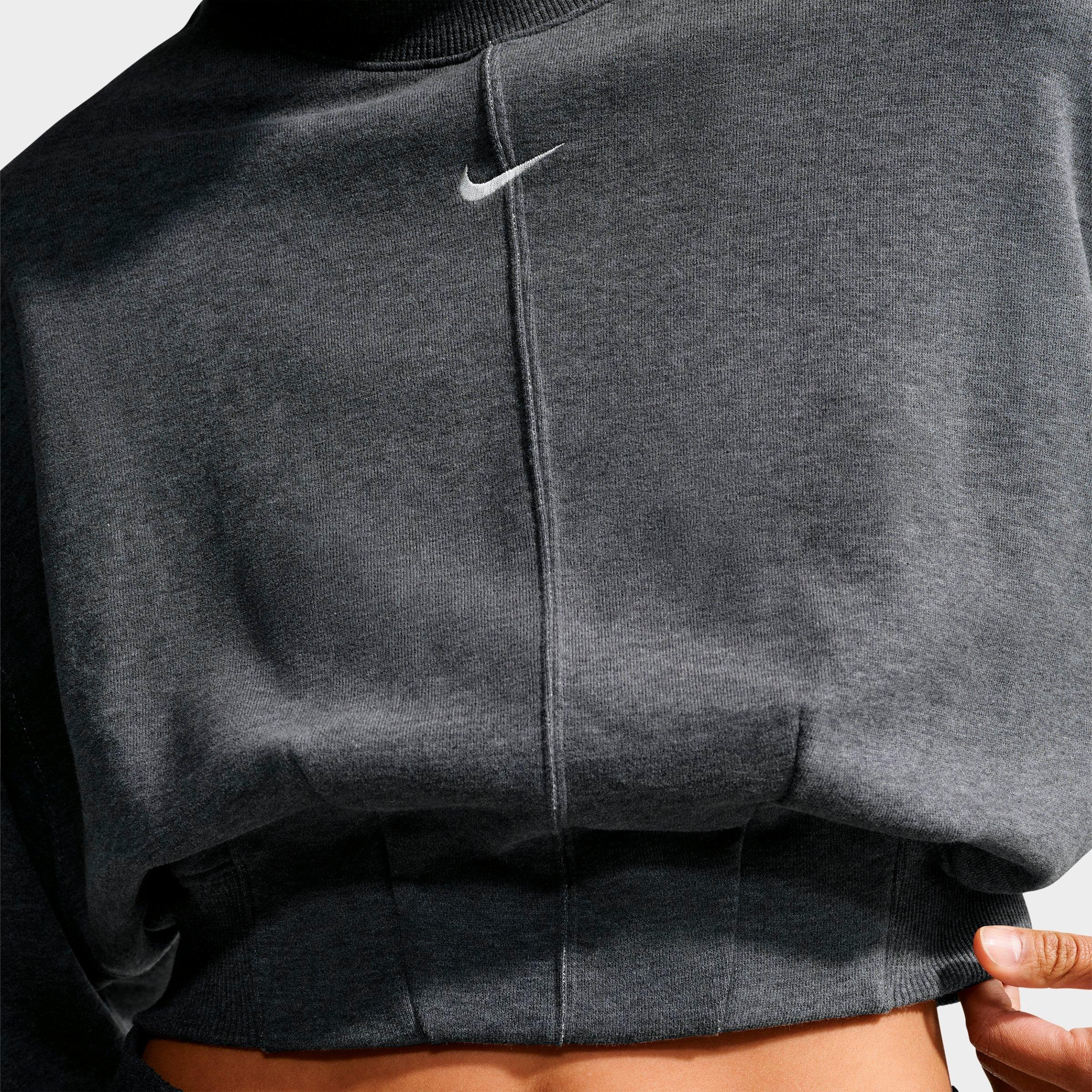 Women's Nike Studio Fleece Lightweight French Terry Oversized Cropped Pleated Crewneck Sweatshirt