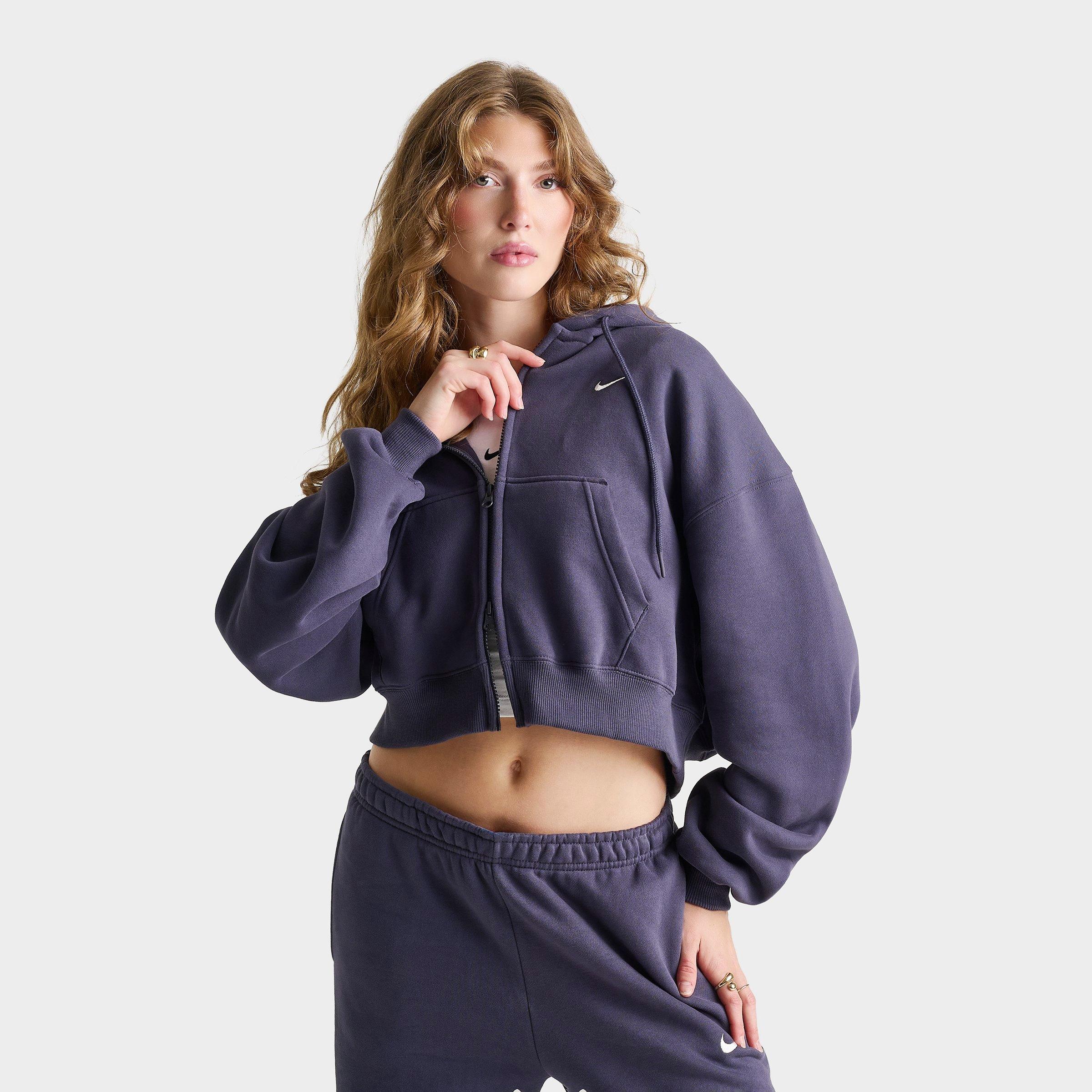 Women's Nike Studio Fleece Medium-Weight Oversized Cropped Full-Zip Hoodie