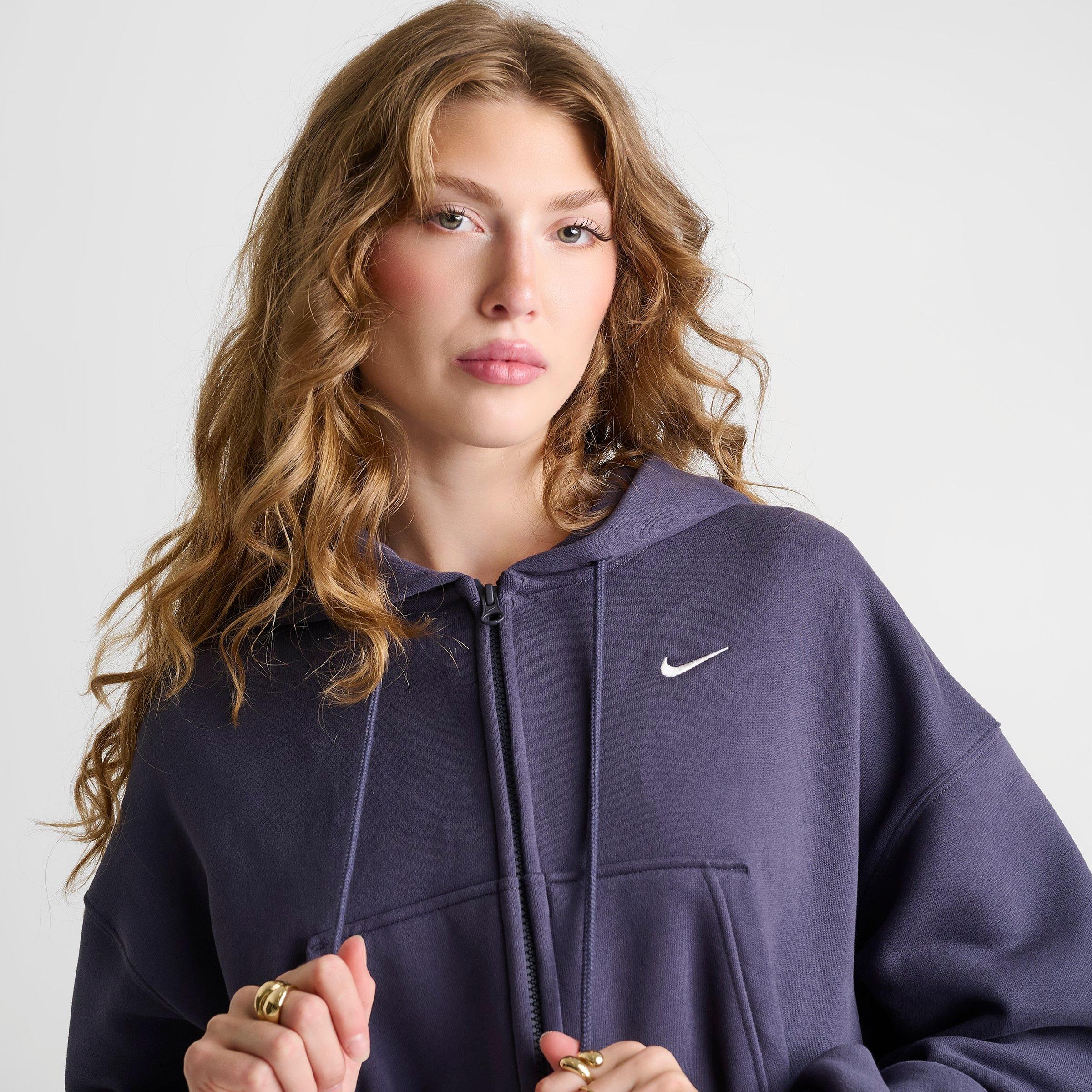 Women's Nike Studio Fleece Medium-Weight Oversized Cropped Full-Zip Hoodie