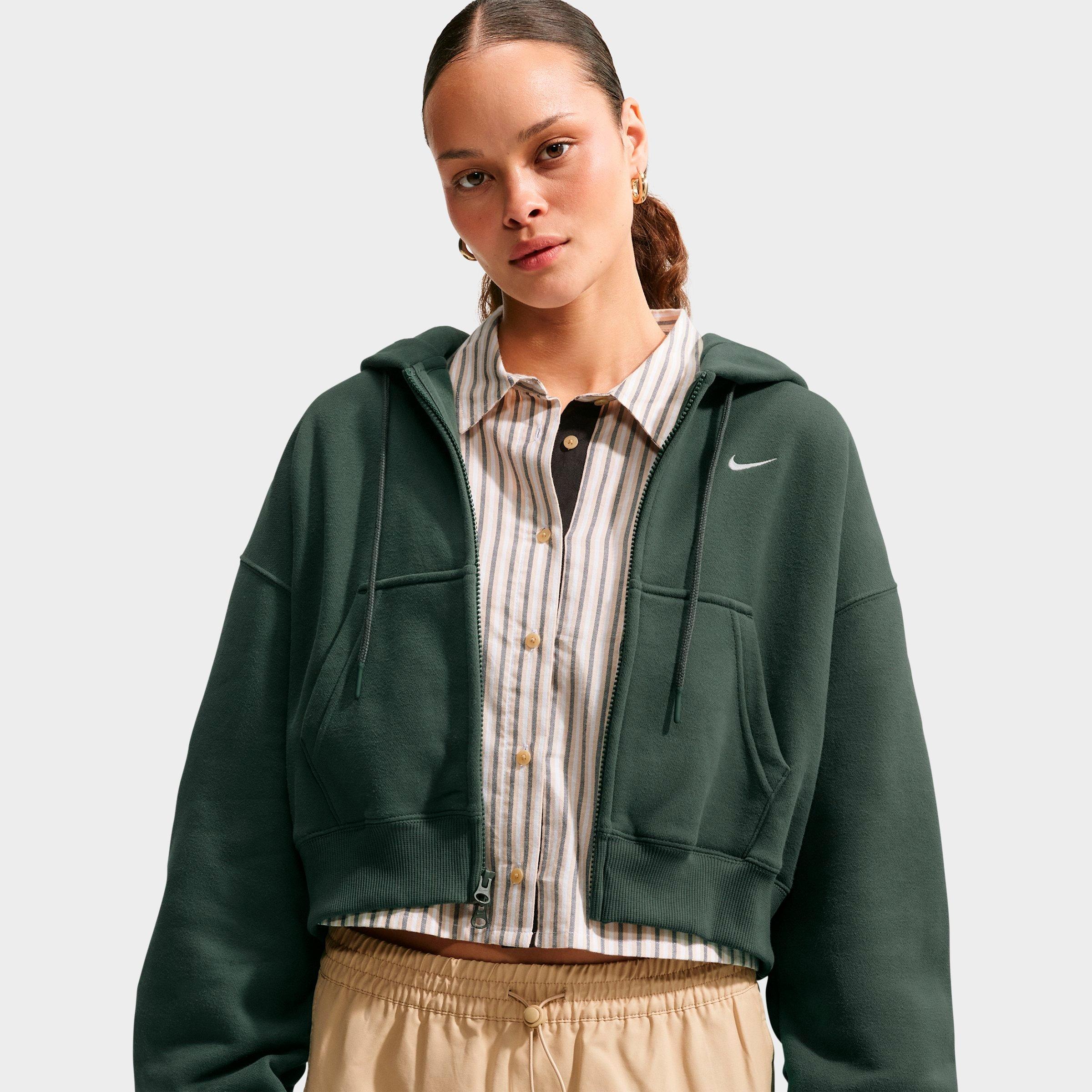Women's Nike Studio Fleece Medium-Weight Oversized Cropped Full-Zip Hoodie