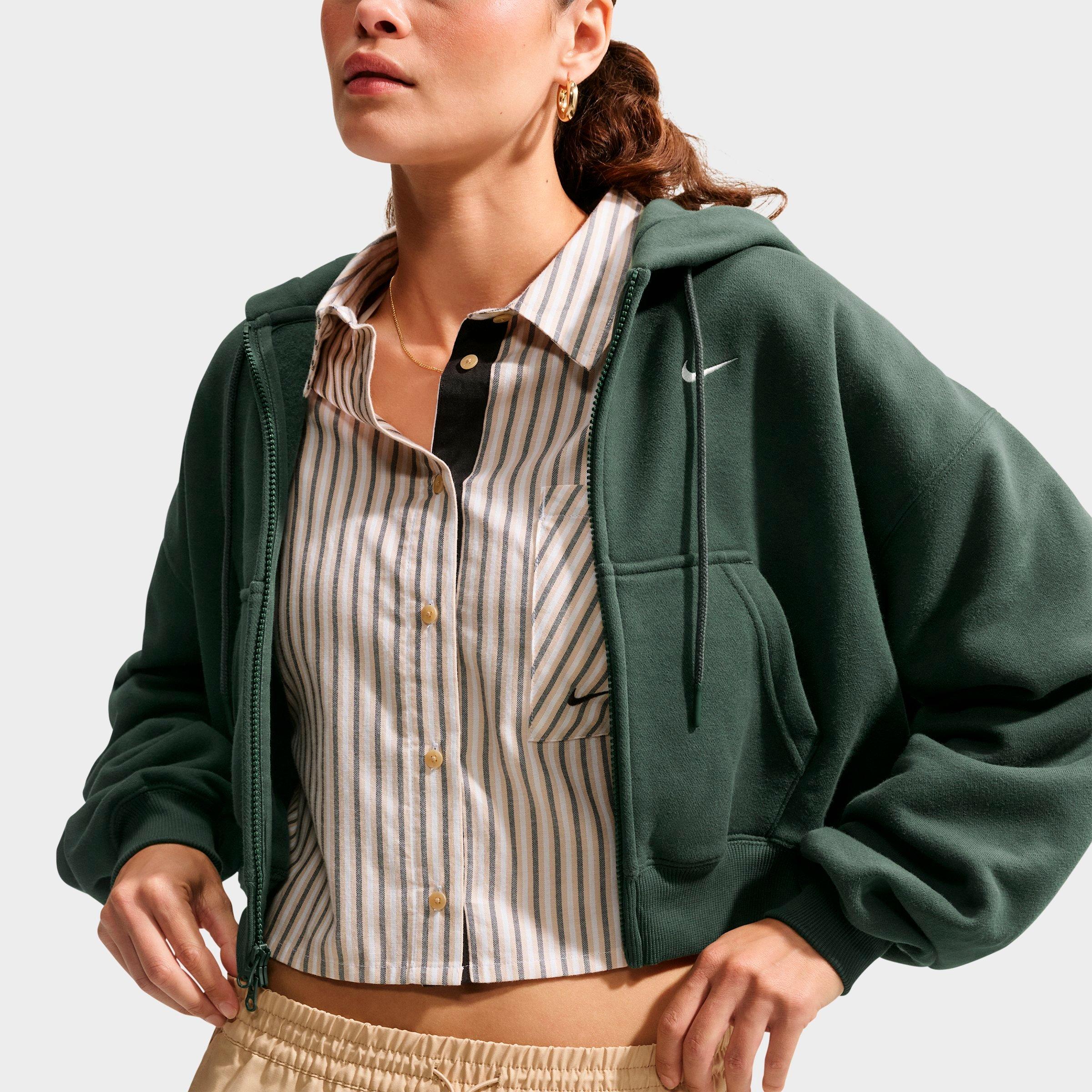 Women's Nike Studio Fleece Medium-Weight Oversized Cropped Full-Zip Hoodie