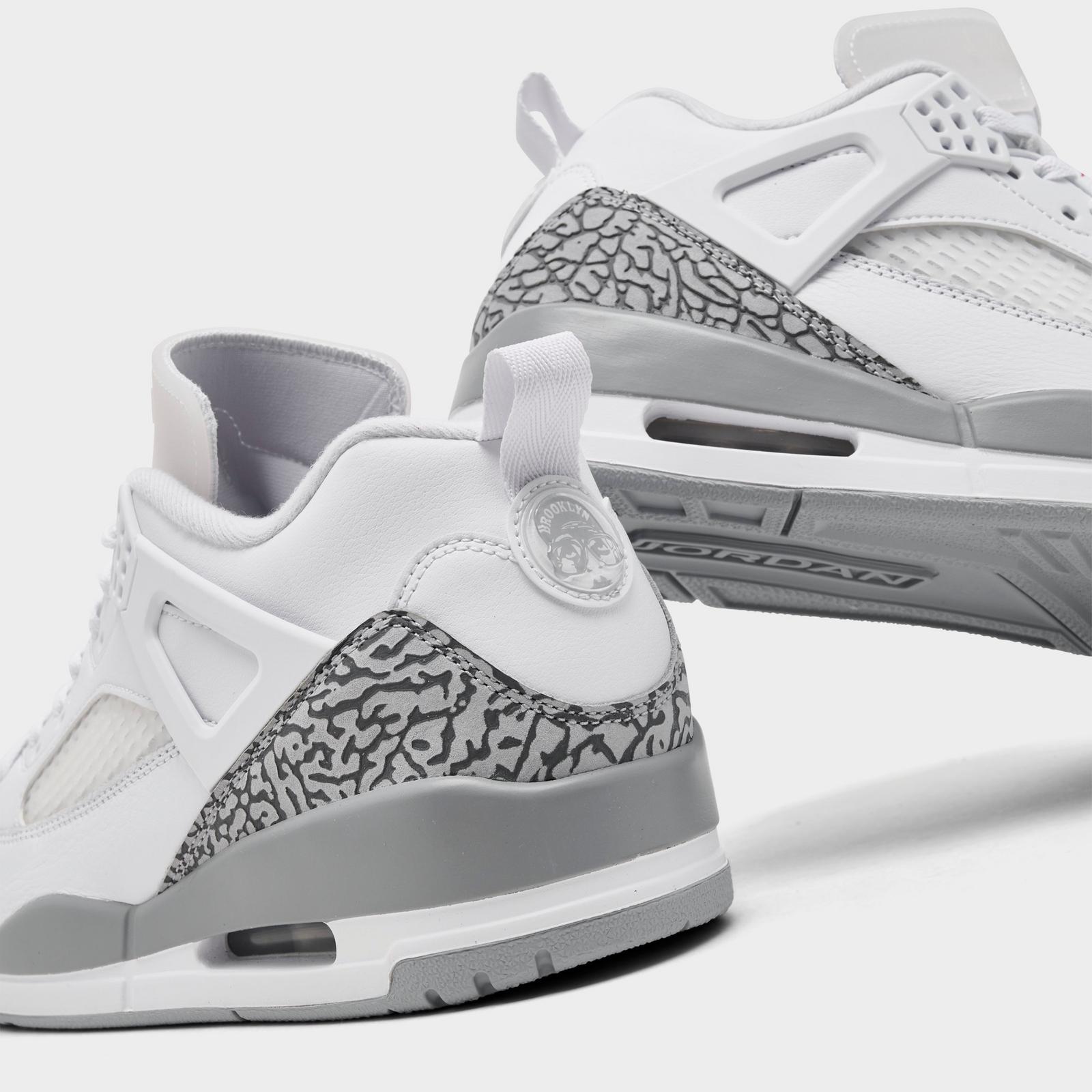 Men's Jordan Spizike Low Casual Shoes - White/Varsity Red/Cool Grey/Wolf Grey - Left shoe facing left. Outside of the shoe. - view 3