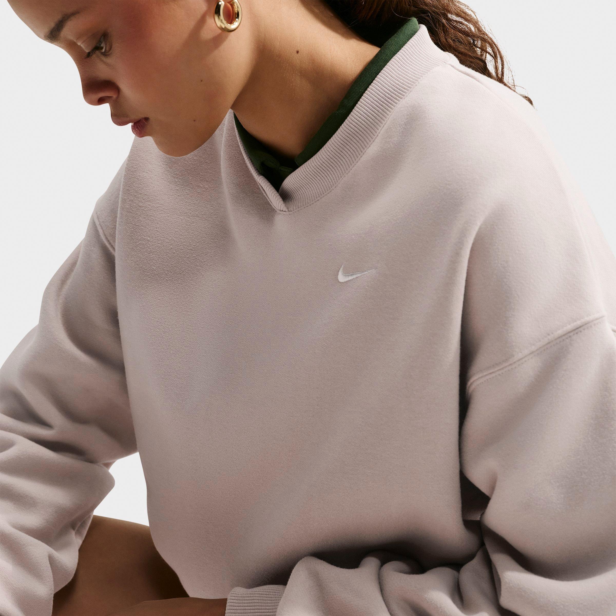 Women's Nike Studio Fleece Medium Weight Oversized V-Neck Sweatshirt