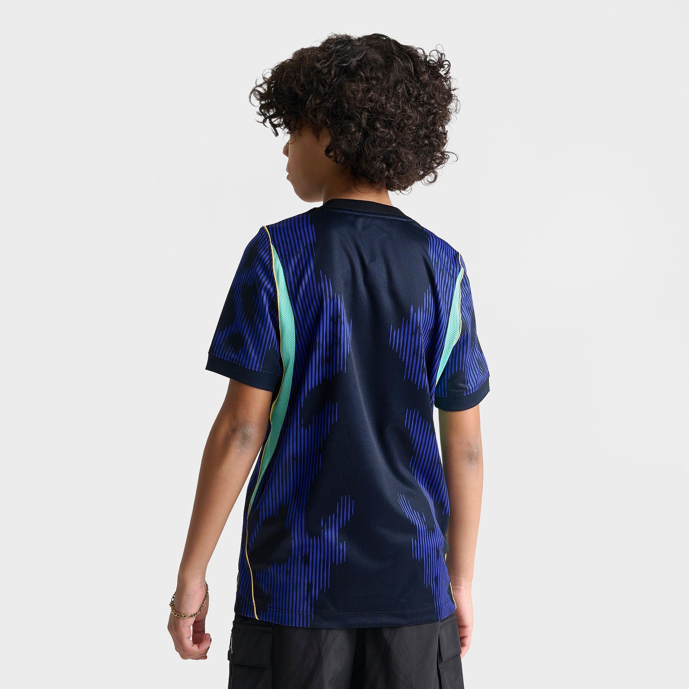 Big Kids' Jordan Brazil 26 Stadium Away Dri-FIT Replica Soccer Jersey