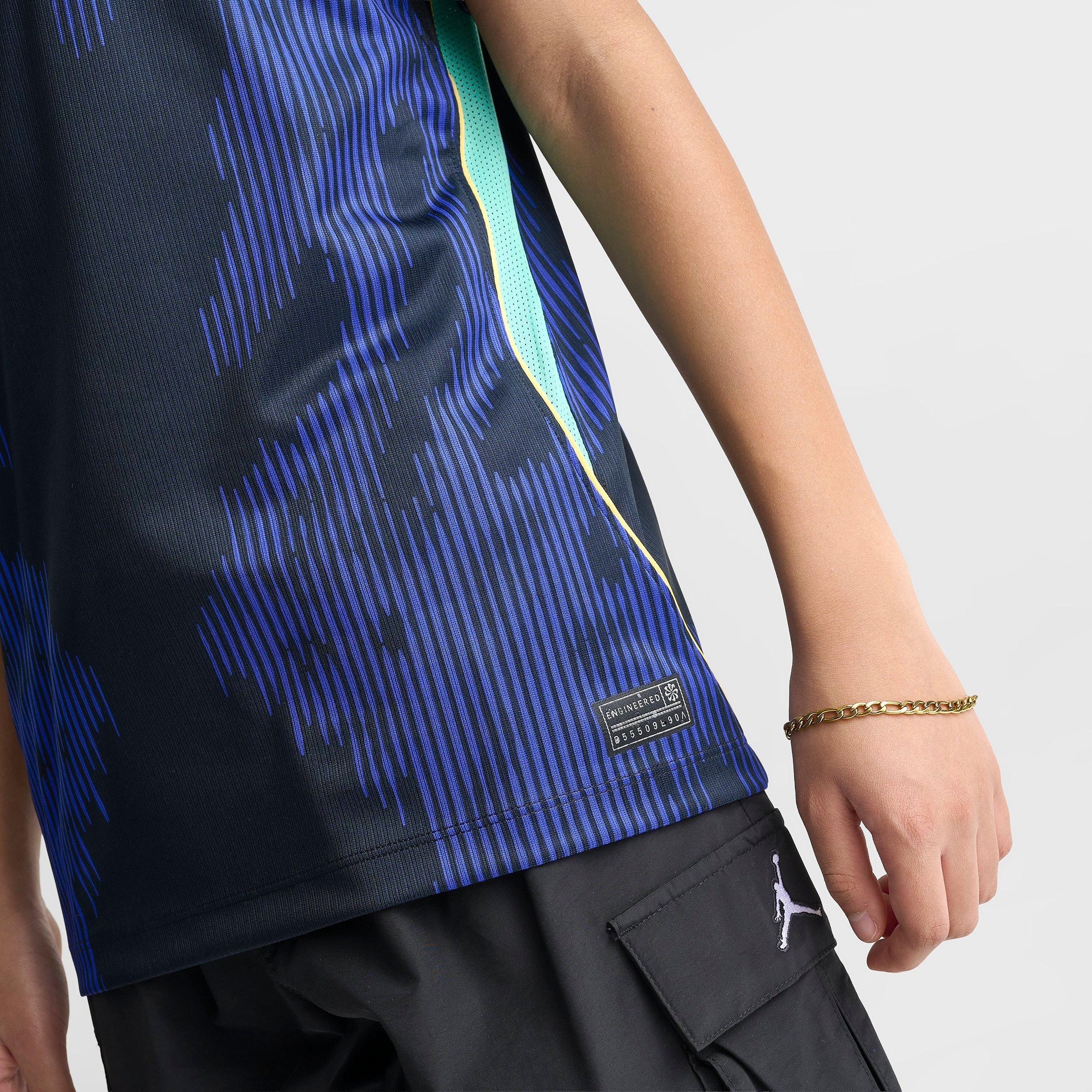 Big Kids' Jordan Brazil 26 Stadium Away Dri-FIT Replica Soccer Jersey