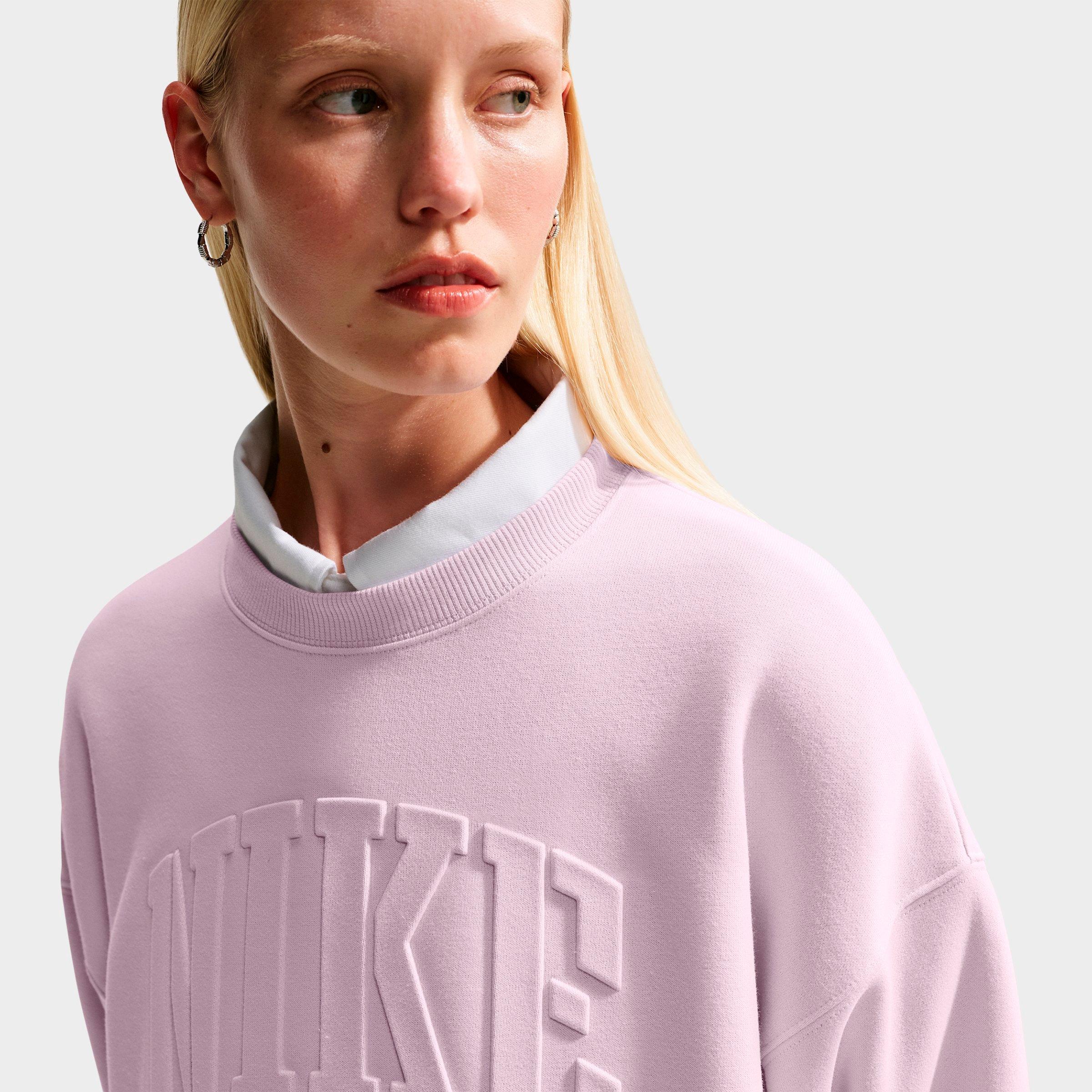 Women's Nike Studio Fleece Medium Weight "Graphic Pack" Embossed Oversized Crewneck Sweatshirt