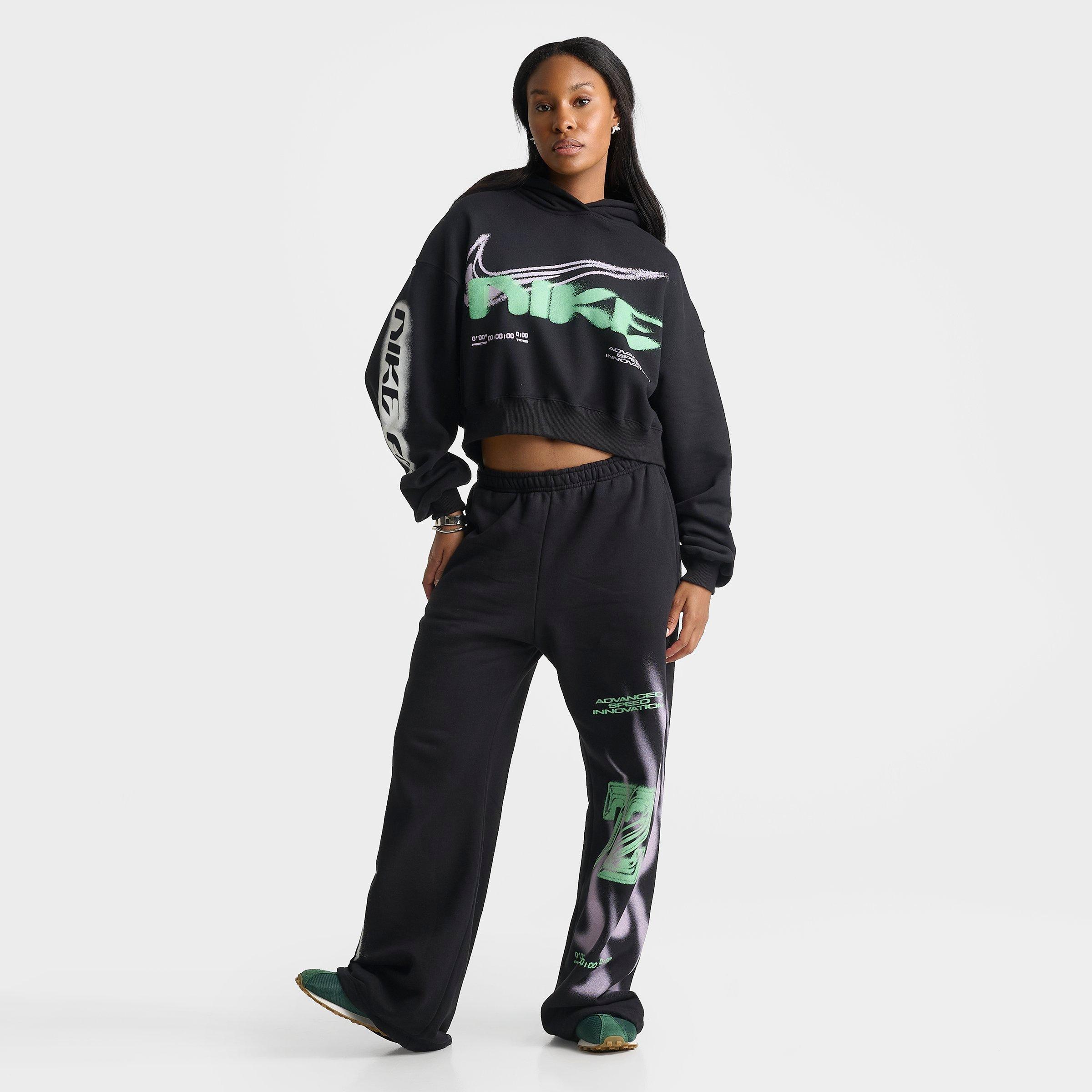 Women's Nike Studio Fleece Medium-Weight Oversized Cropped Pullover Hoodie