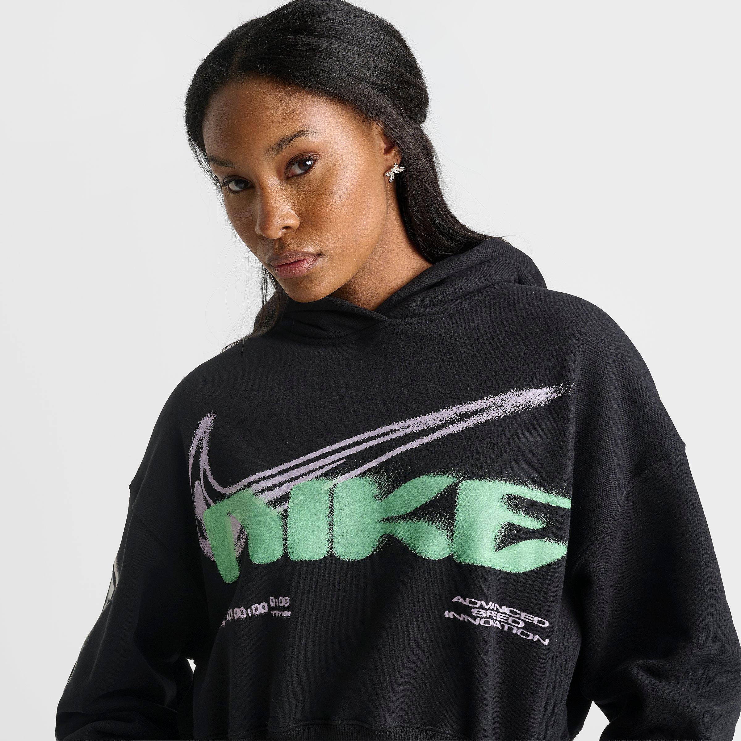 Women's Nike Studio Fleece Medium-Weight Oversized Cropped Pullover Hoodie