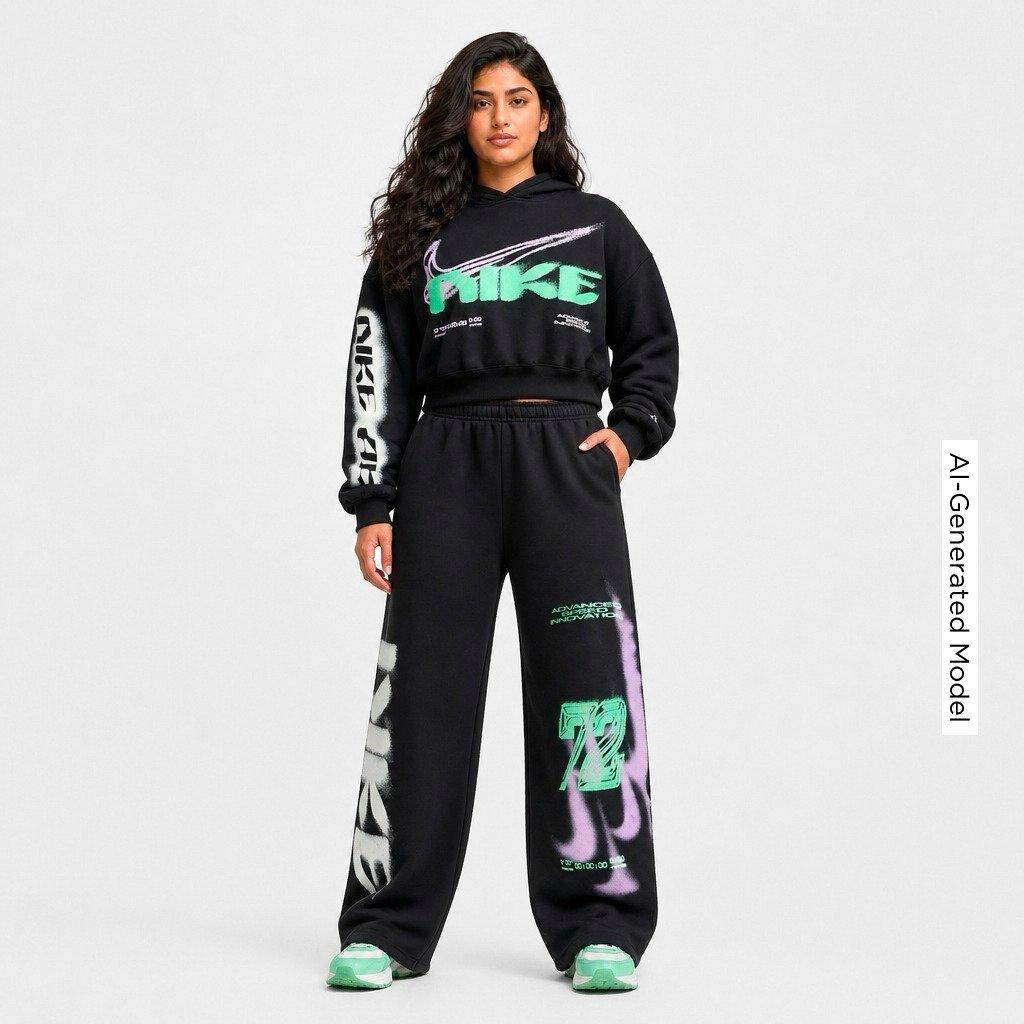 Women's Nike Studio Fleece Medium-Weight Oversized Straight-Leg Graphic Pants