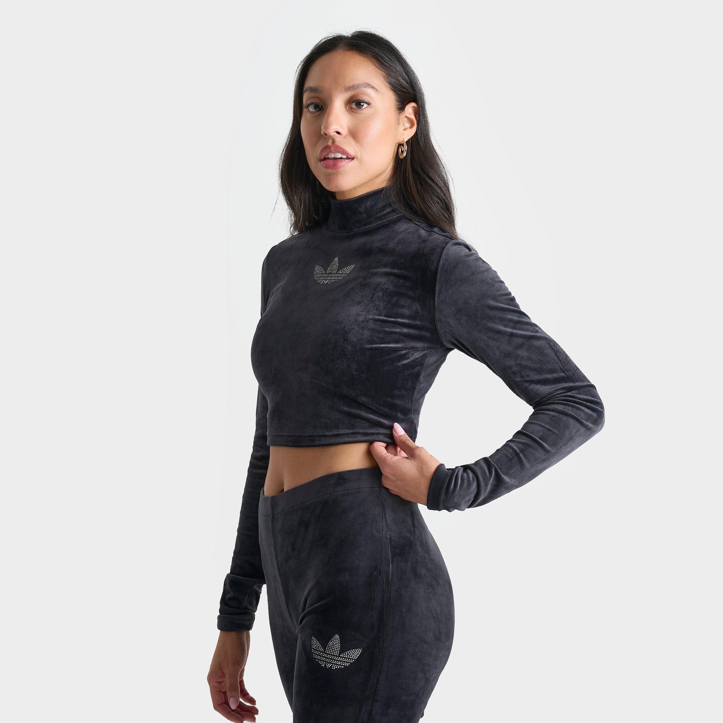 Women's adidas Originals Bling Long-Sleeve Mock Crop Top