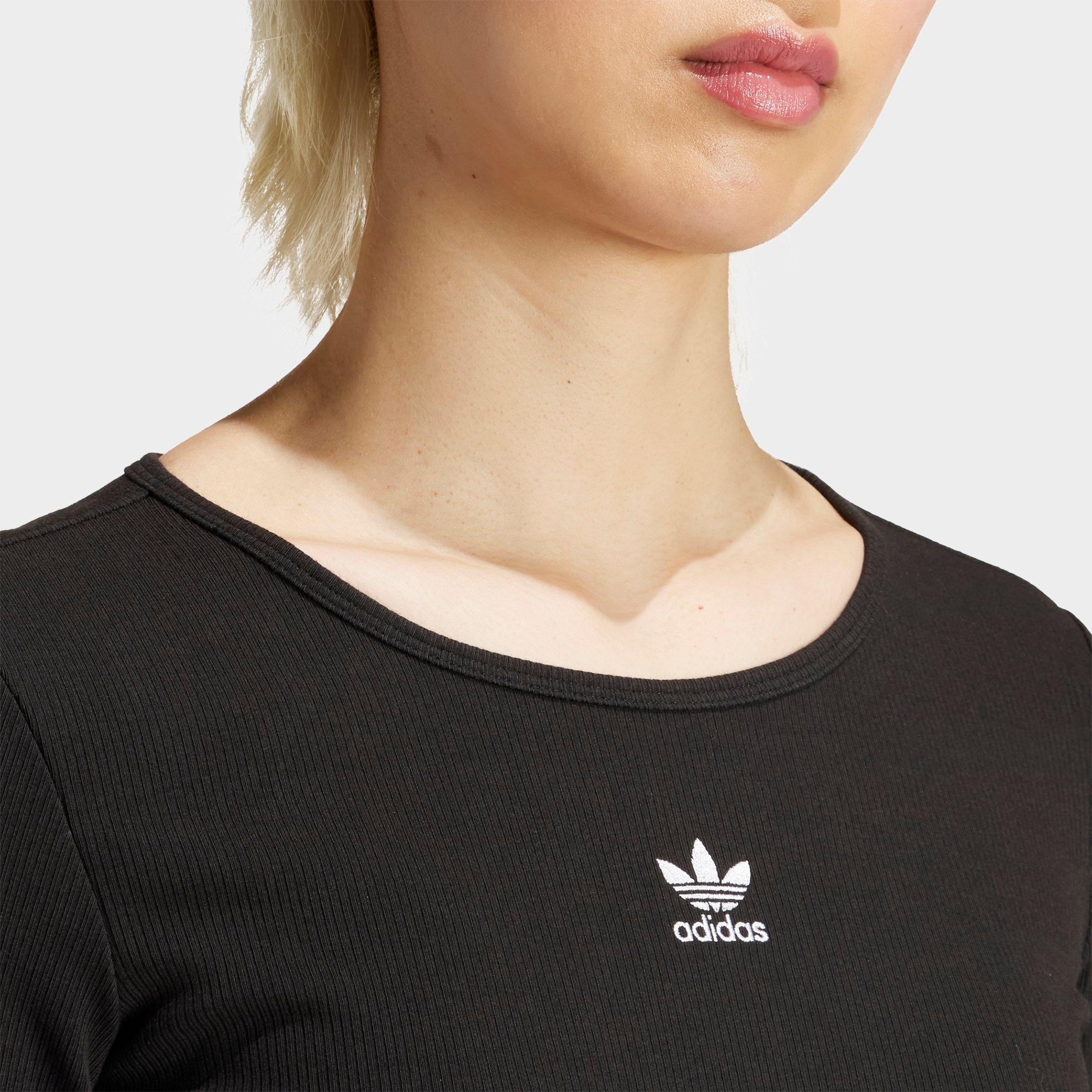 Women's adidas Essentials Lifestyle Ribbed Cropped Long-Sleeve T-Shirt