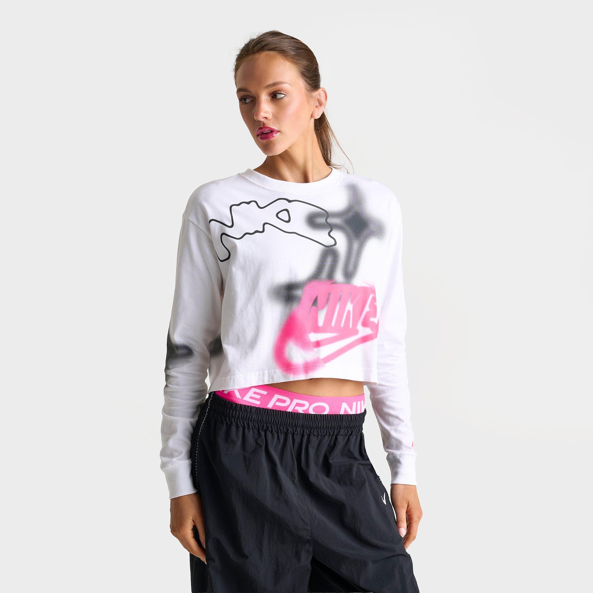 Women's Nike Sportswear Classic Graffiti Long-Sleeve Cropped T-Shirt