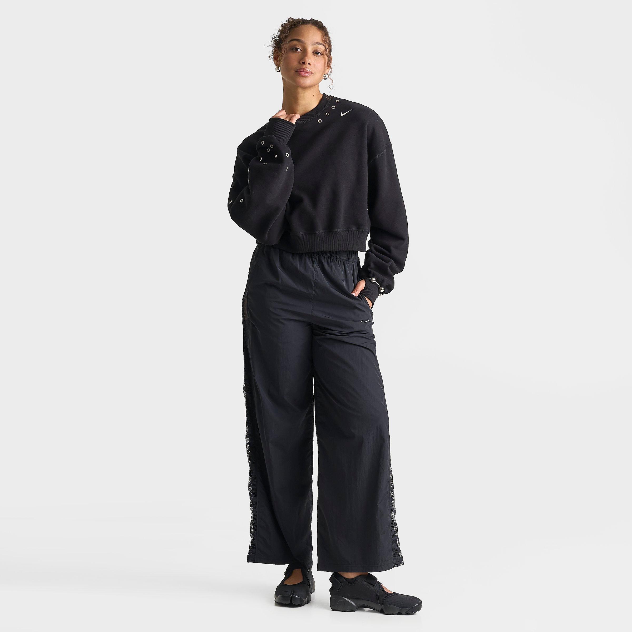 Women's Nike Studio Fleece Medium Weight Grommet Oversized Cropped Crewneck Sweatshirt