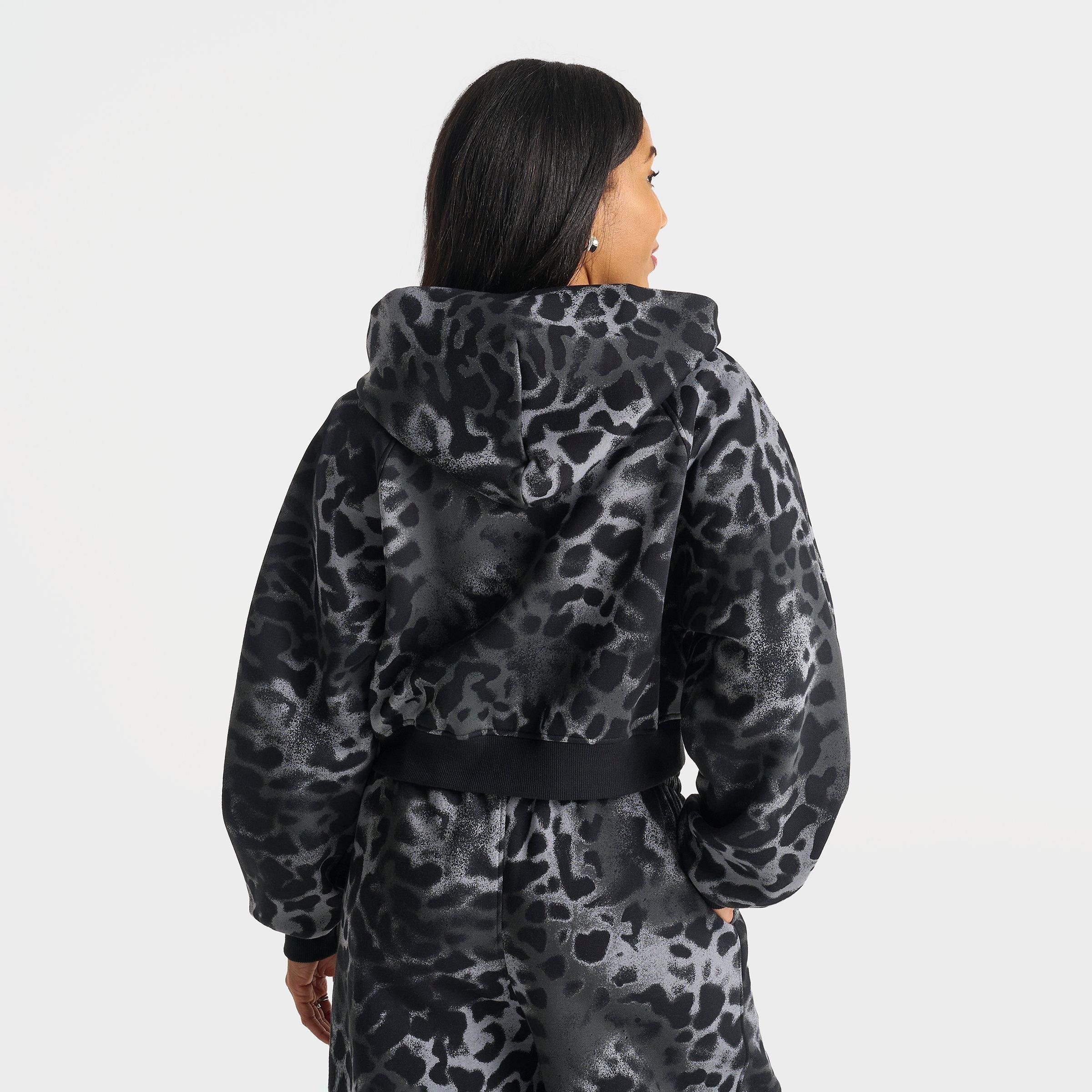 Women's Jordan Brooklyn Fleece Animal Print Cropped Full-Zip Hoodie