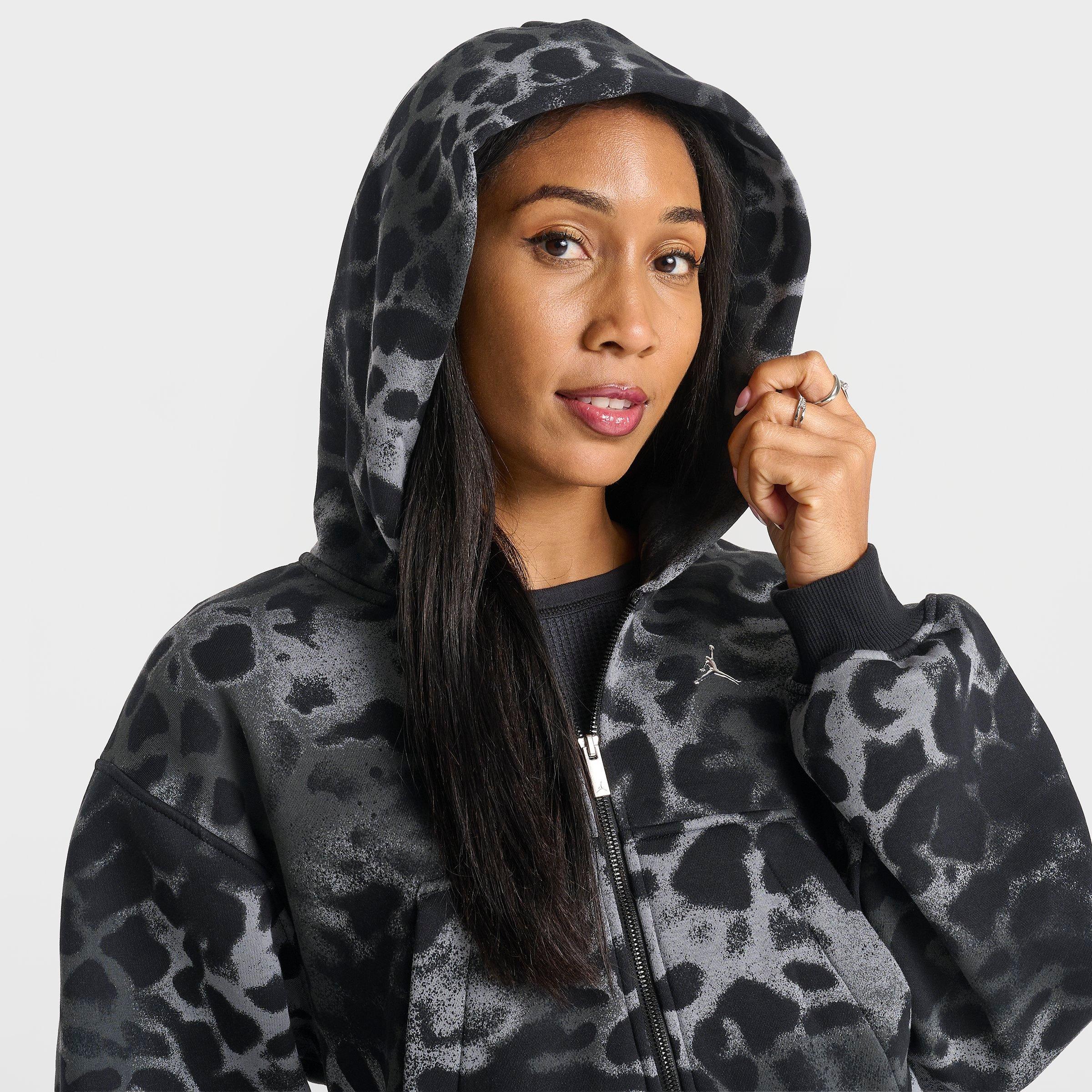 Women's Jordan Brooklyn Fleece Animal Print Cropped Full-Zip Hoodie