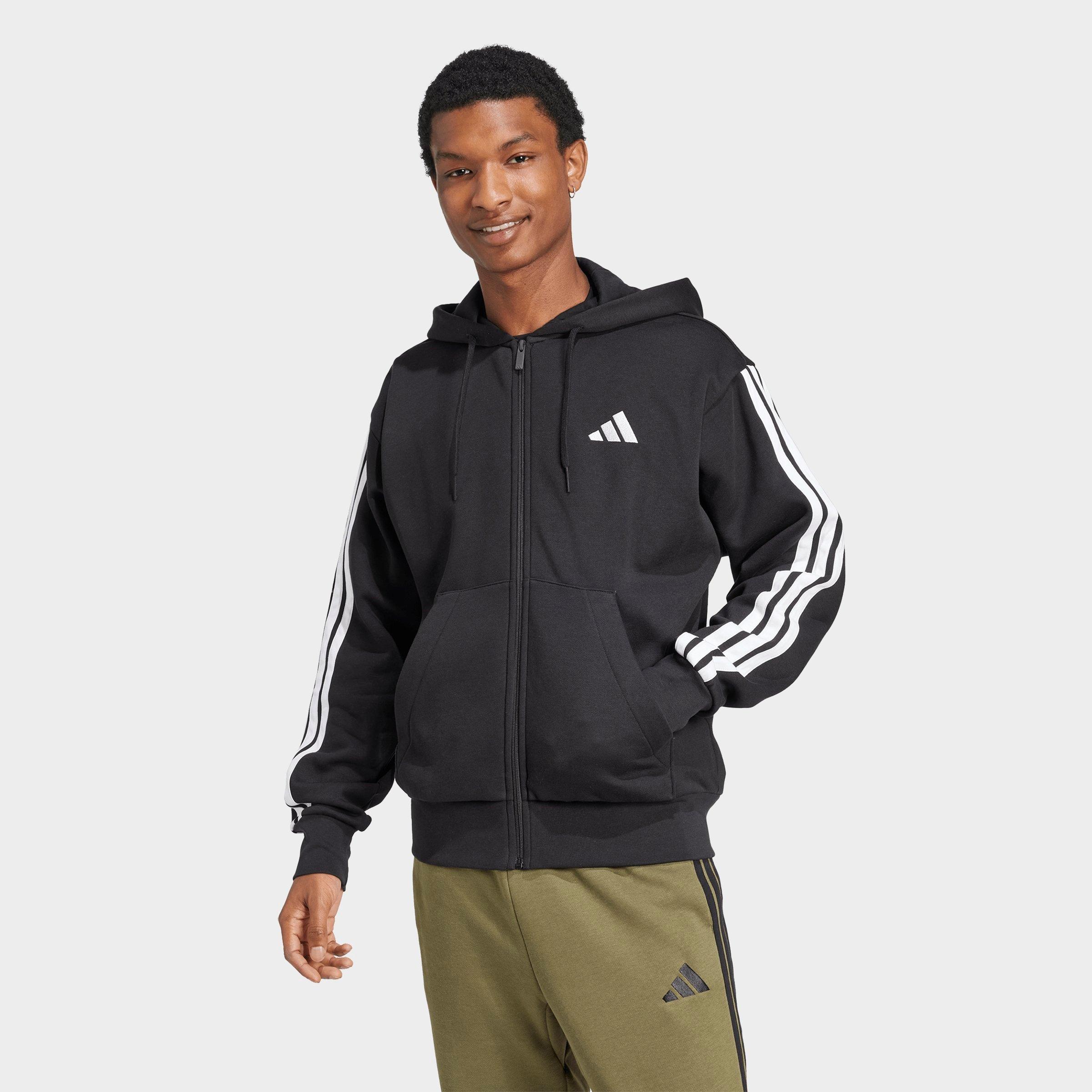 Men's adidas Essentials 3-Stripes Fleece Full-Zip Hoodie | JD Sports