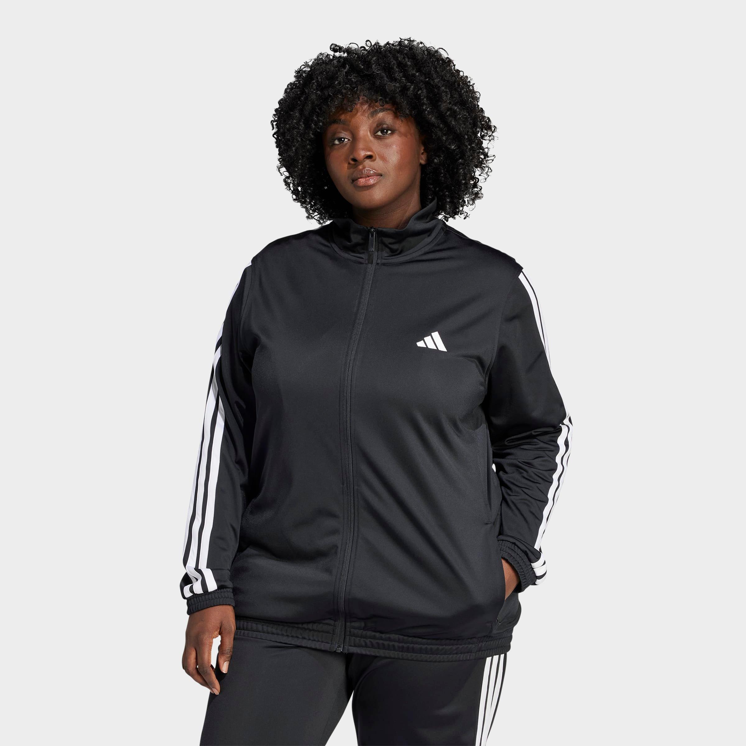 Women's adidas Sportswear Essentials 3-Stripes Tricot Full-Zip Track Top (Plus SIze)