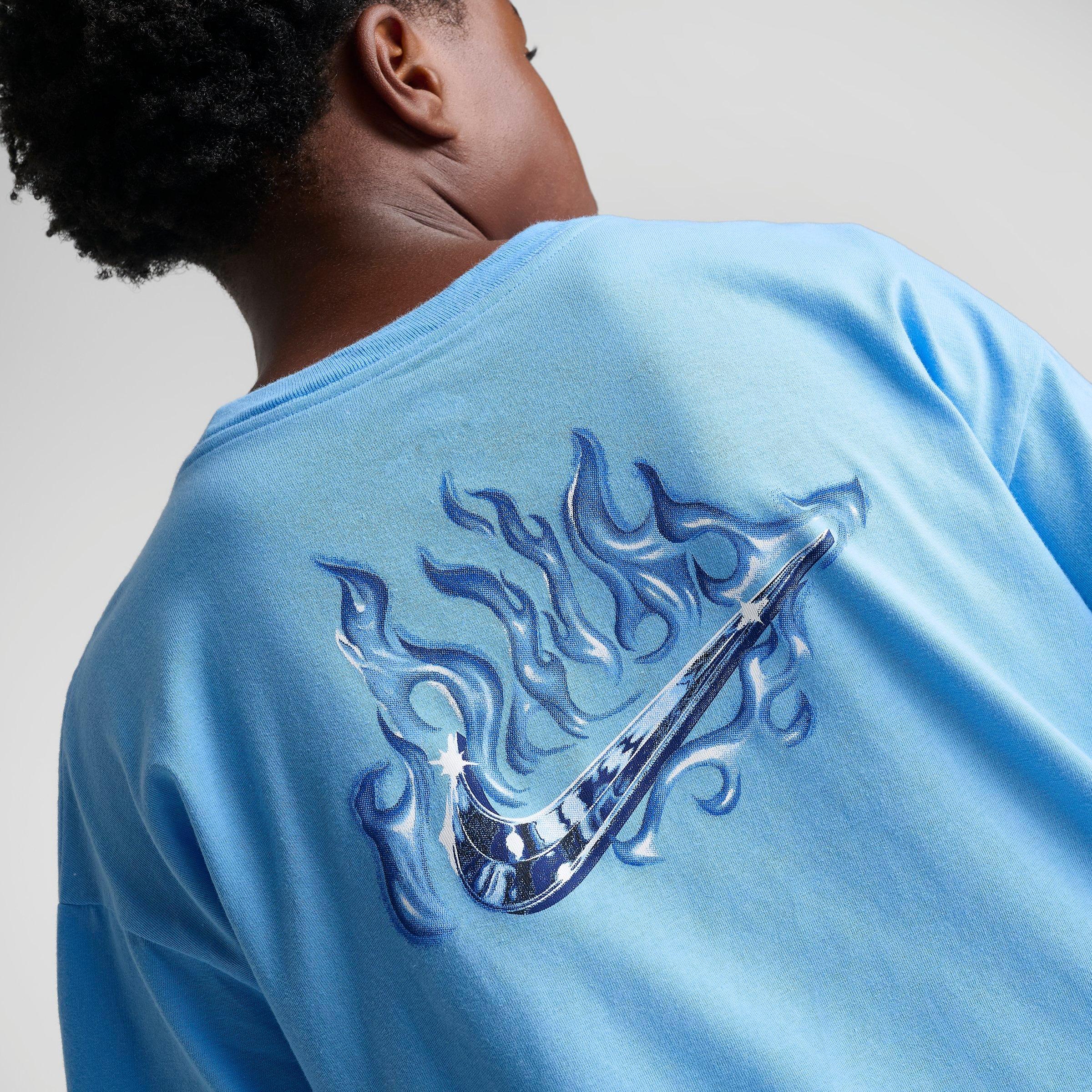 Big Kids' Nike Sportswear Swoosh Flame Back Hit T-Shirt