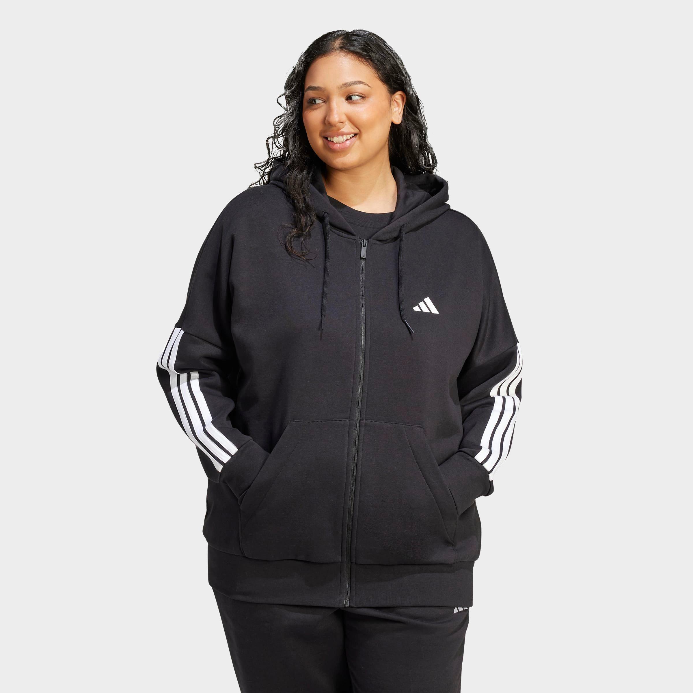 Women's adidas Essentials 3-Stripes Fleece Full-Zip Hoodie (Plus Size)