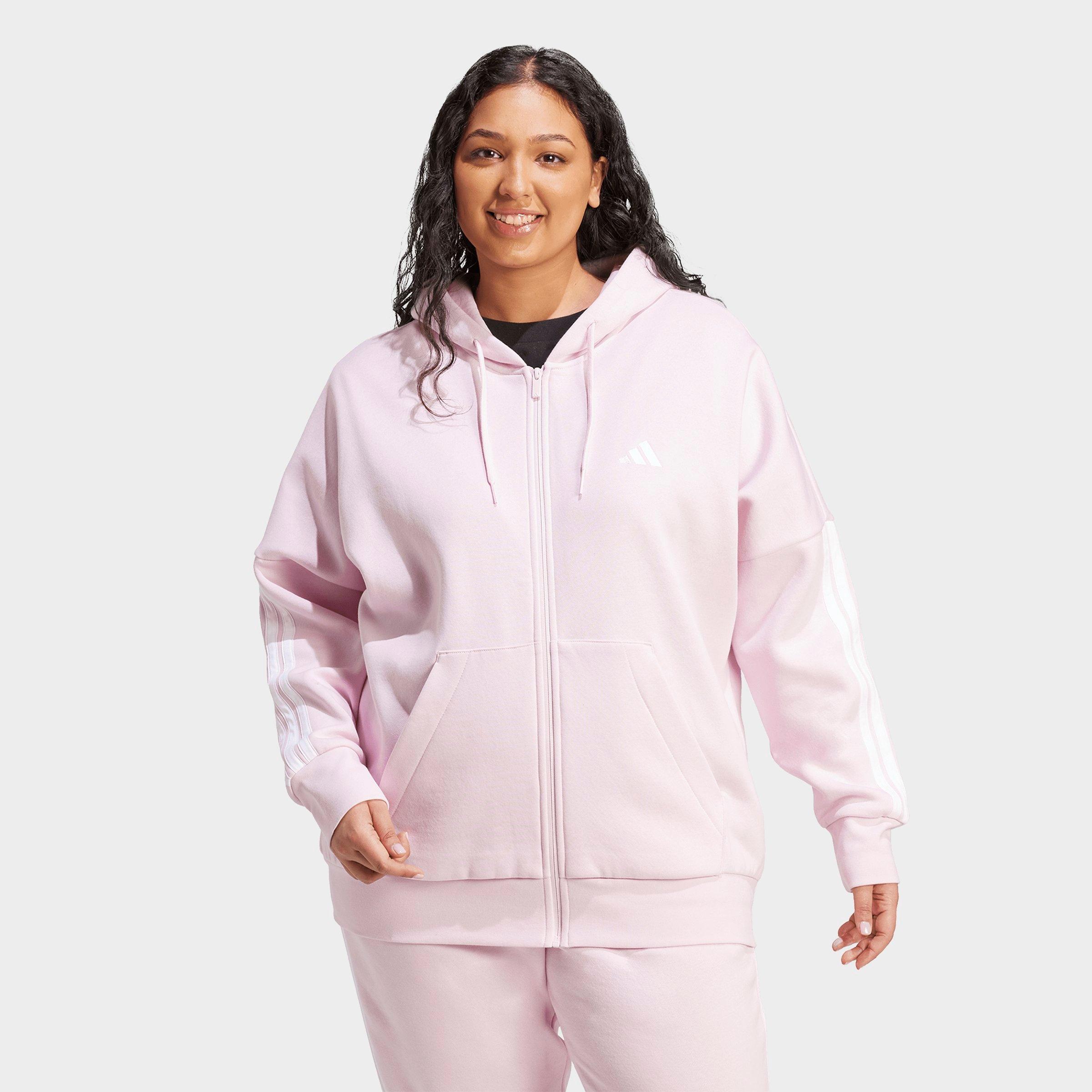 Women's adidas Sportswear Essentials 3-Stripes Full-Zip Fleece Hoodie (Plus Size)