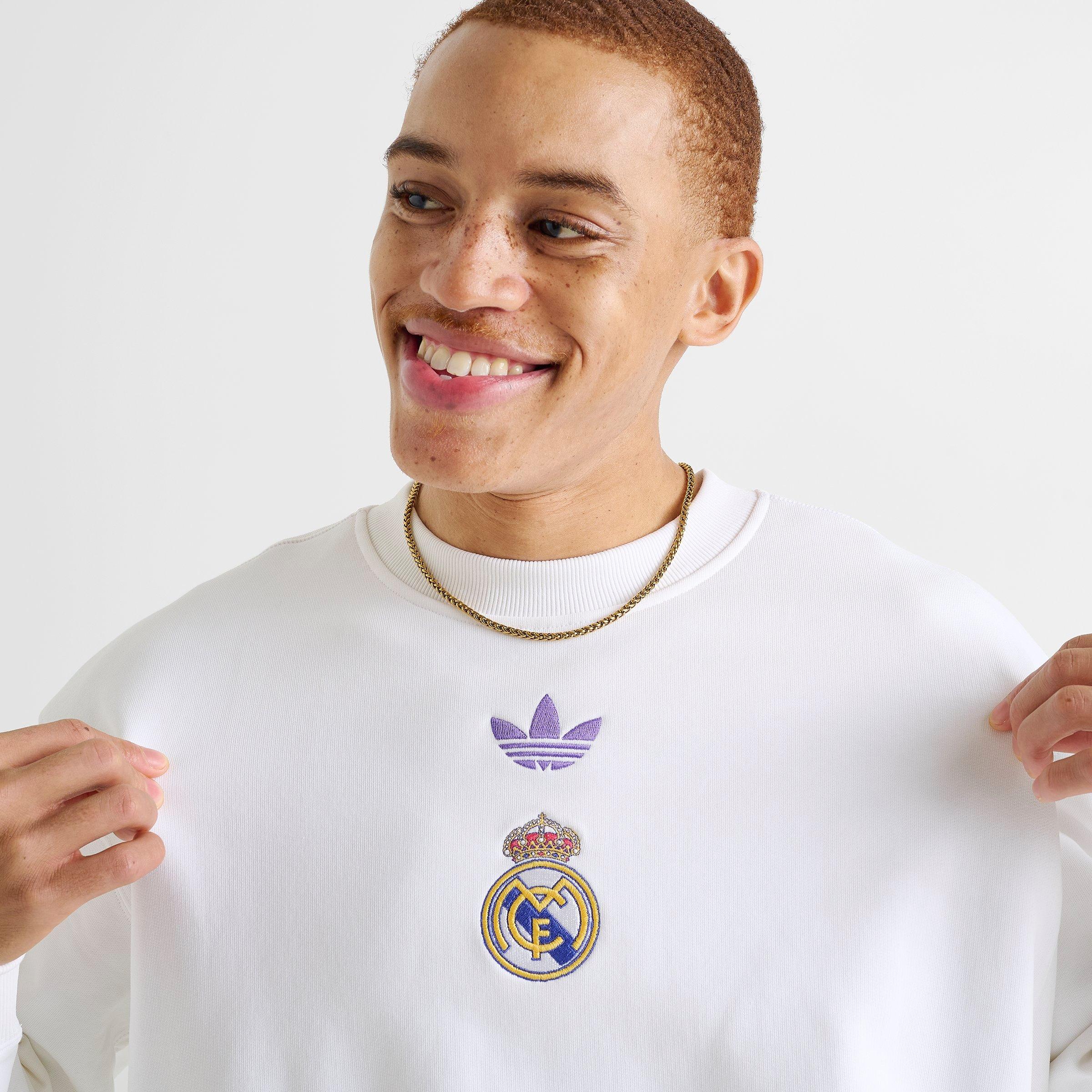 Men's adidas Originals Real Madrid LFSTLR French Terry Crewneck Sweatshirt