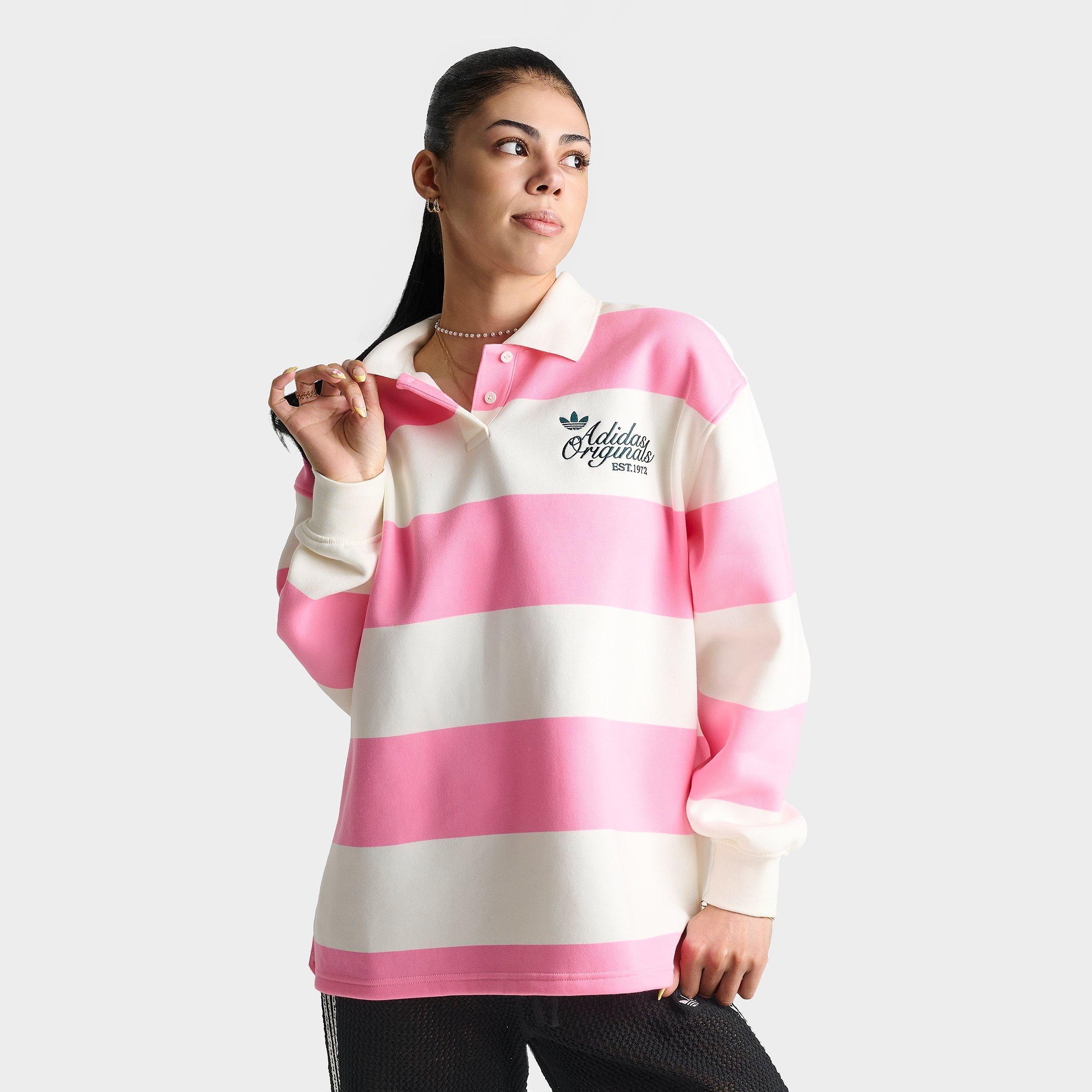 Women's adidas Originals Striped Long-Sleeve Collar Crewneck