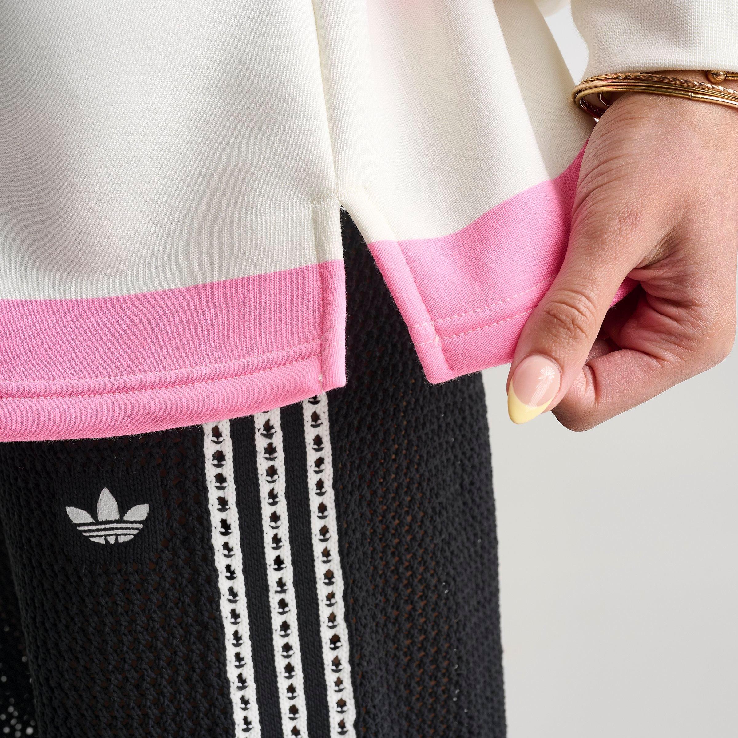 Women's adidas Originals Striped Long-Sleeve Collar Crewneck Sweatshirt