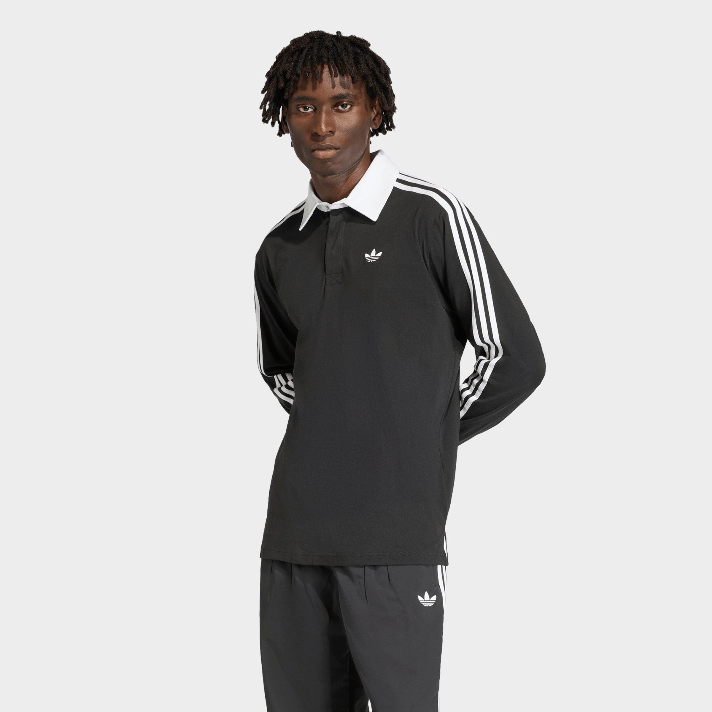 Men's adidas Originals 3-Stripes Rugby Long-Sleeve Polo Shirt