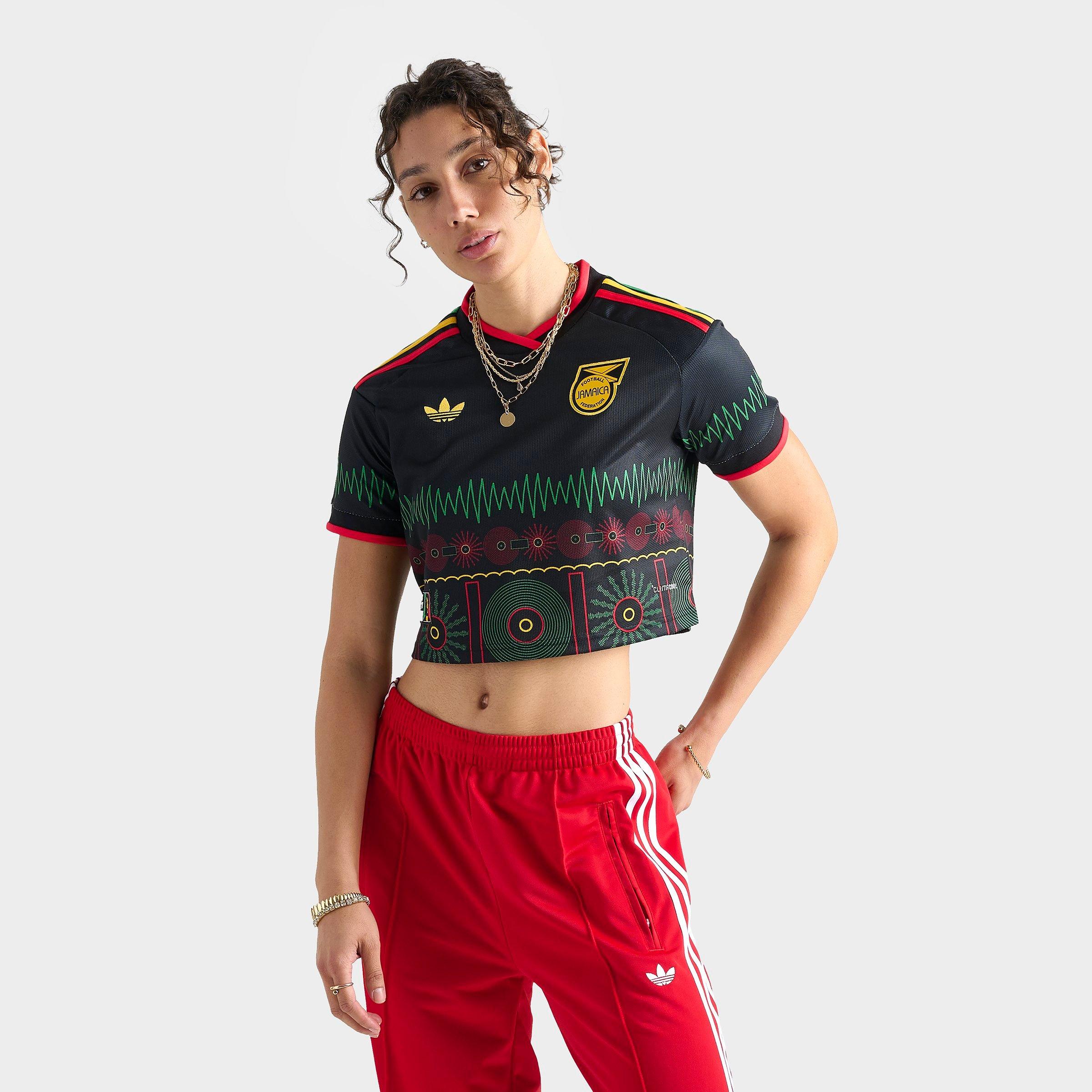 Women's adidas Originals Jamaica 26 x Bob Marley Home Cropped Jersey