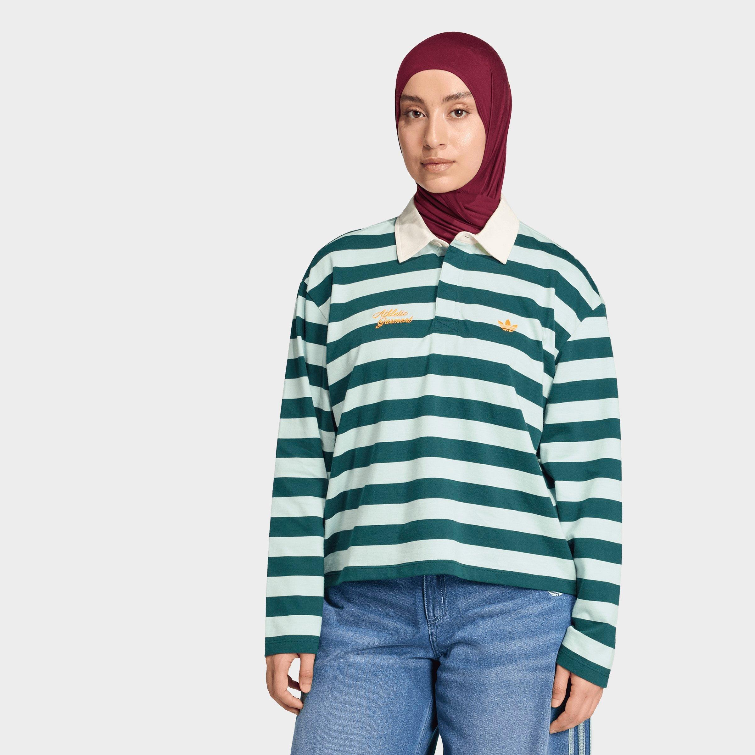 Women's adidas Originals Athletic Department Striped Long-Sleeve Polo Shirt