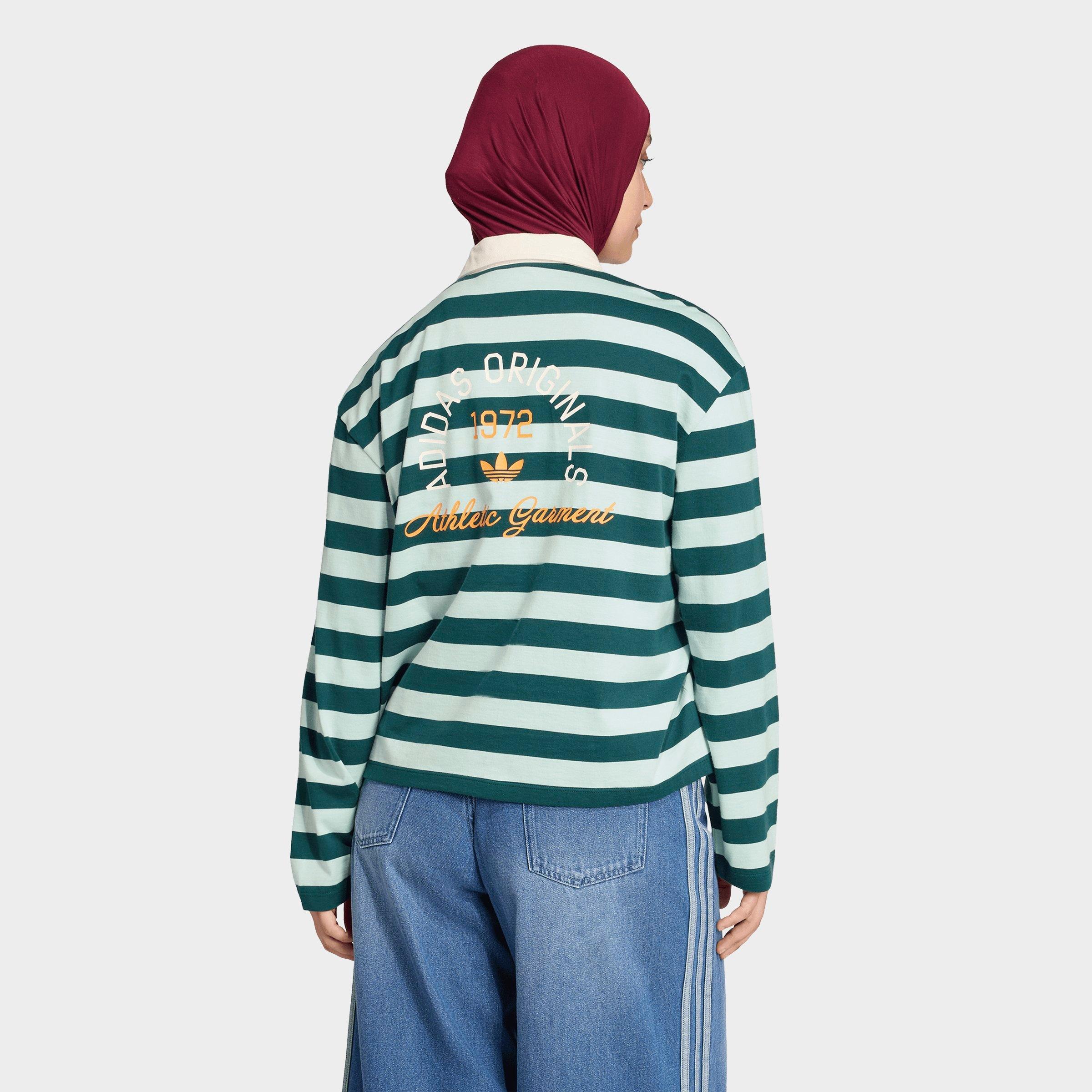 Women's adidas Originals Athletic Department Striped Long-Sleeve Polo Shirt