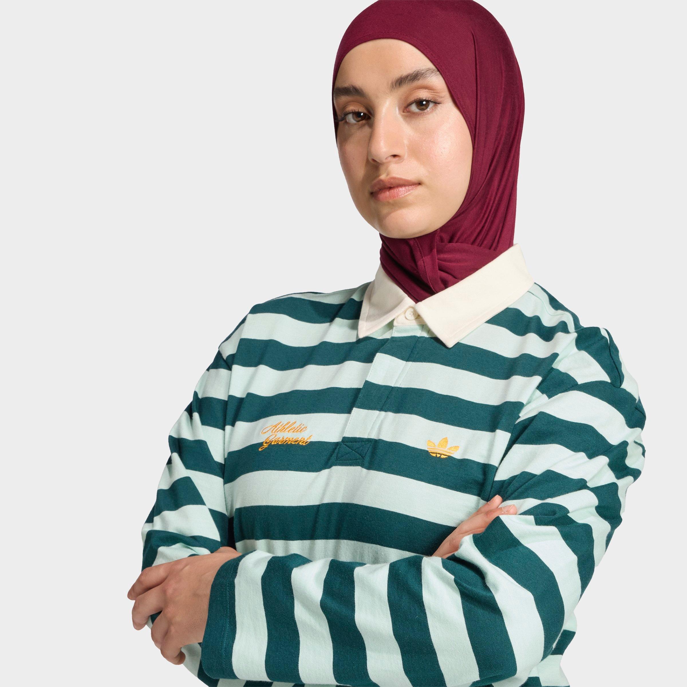 Women's adidas Originals Athletic Department Striped Long-Sleeve Polo Shirt
