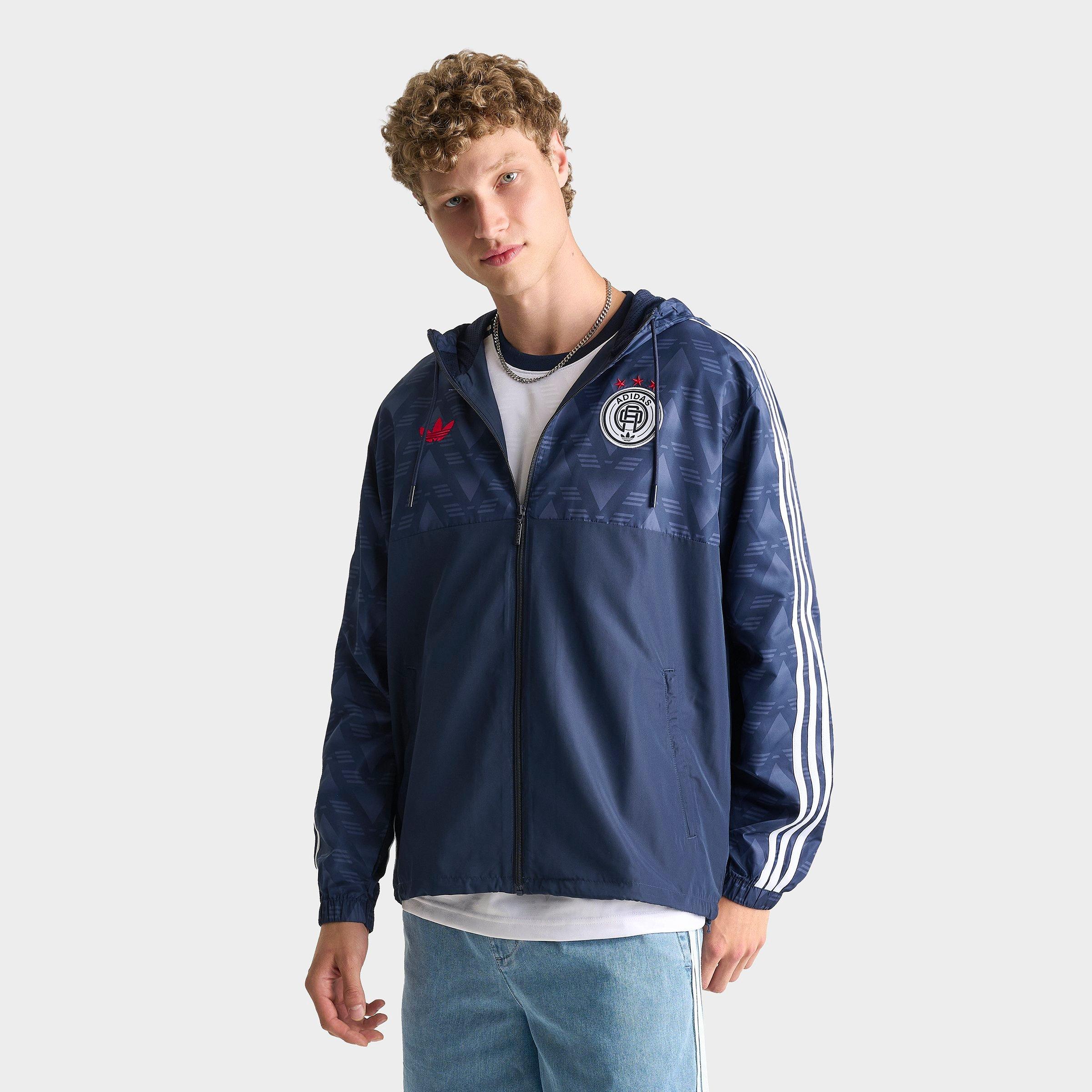 Men's adidas Originals Jacquard Print Soccer Lifestyle Windbreaker Jacket