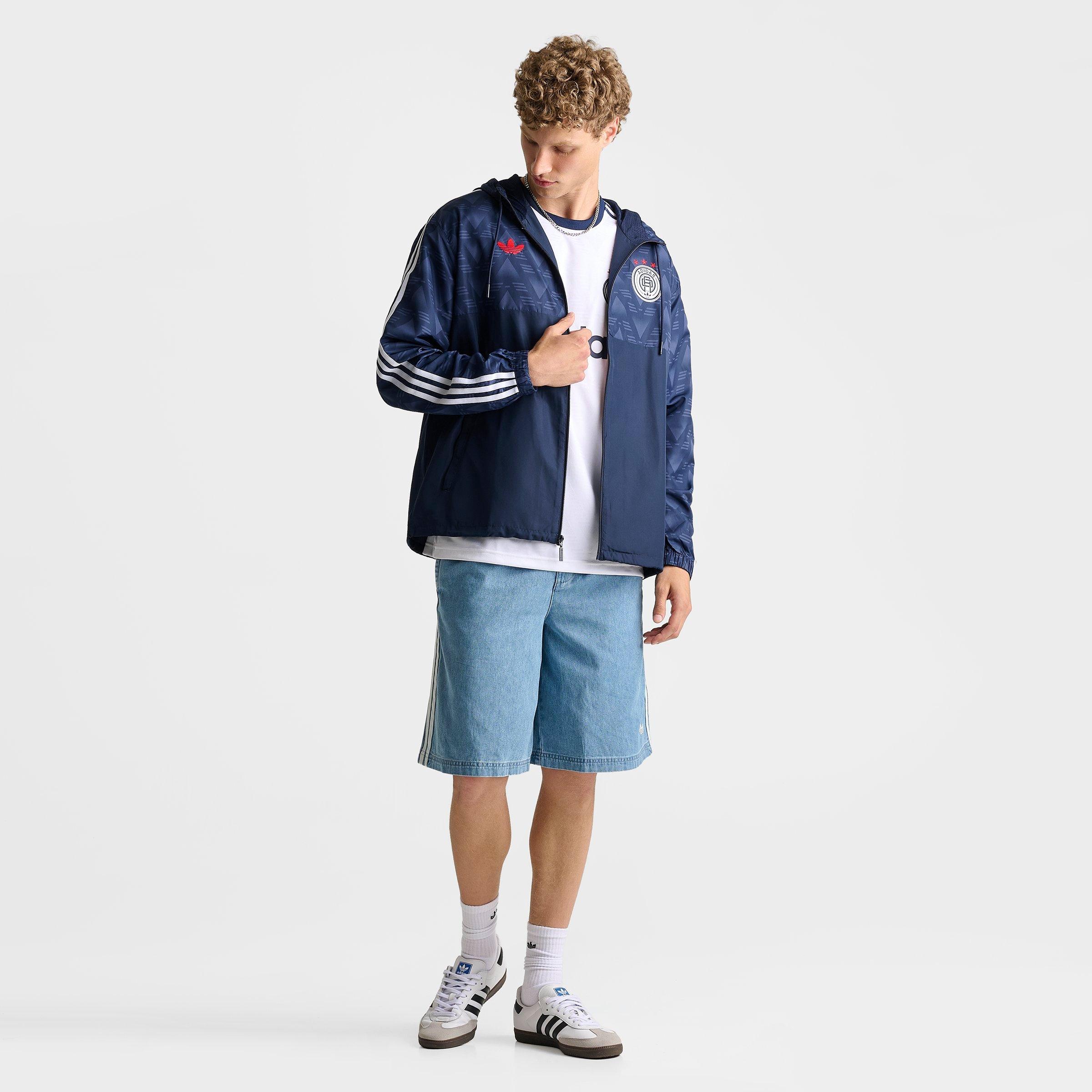 Men's adidas Originals Jacquard Print Soccer Lifestyle Windbreaker Jacket